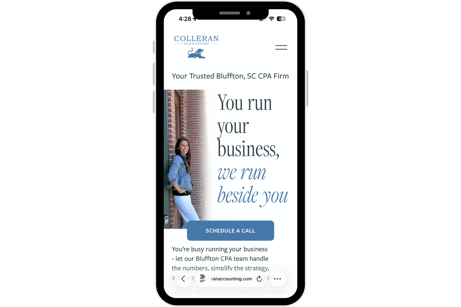 Mobile optimized homepage with CTA above the fold.png