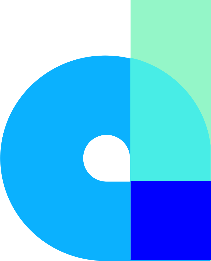 Cirkeldiagram med fyra segment i olika nyanser av blått och grönt, mot svart bakgrund.