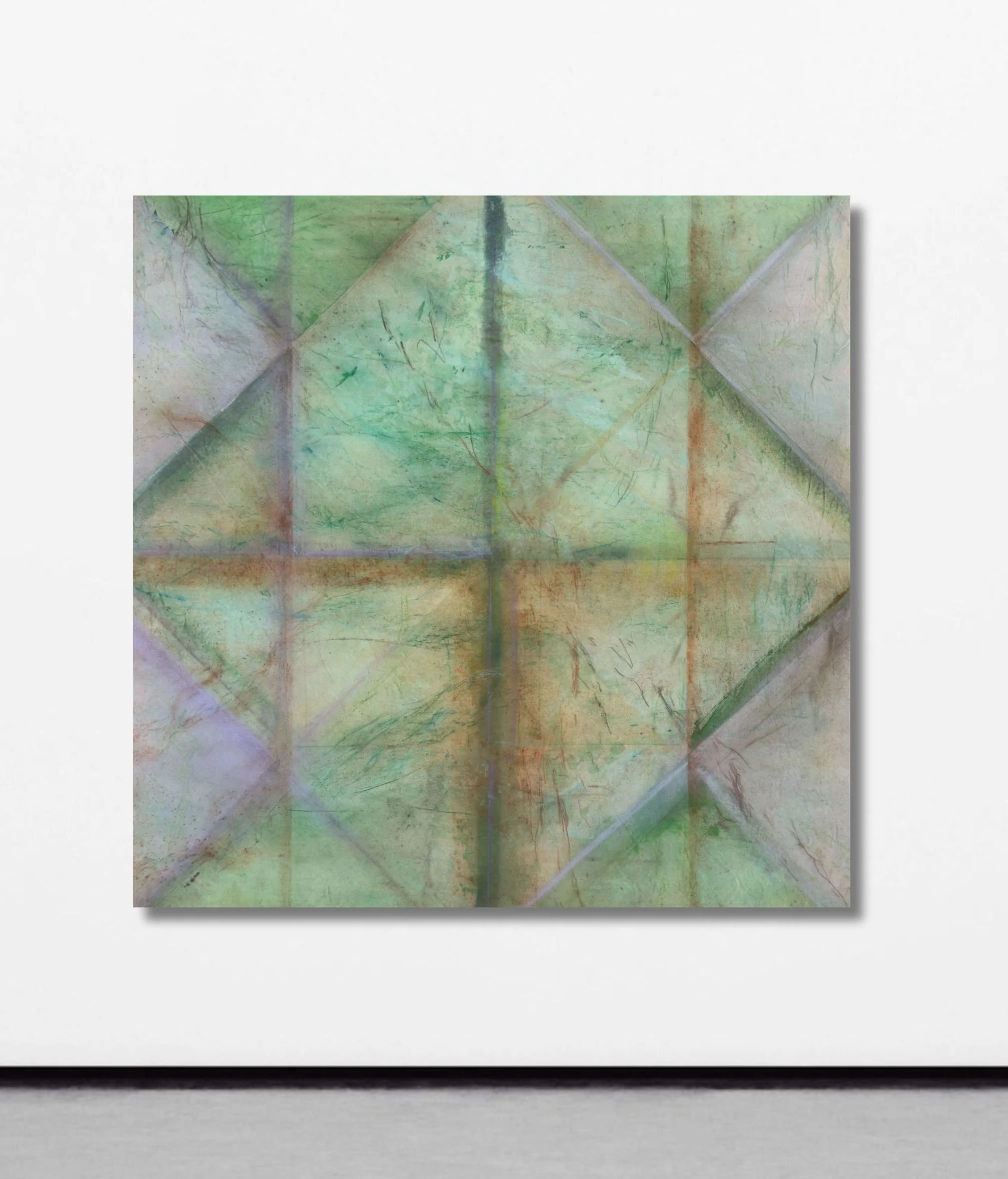 Close-up of a modern digital display with vibrant, abstract, multicolored patterns and geometric shapes.