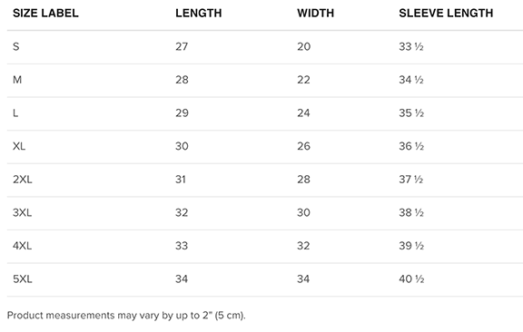 size chart for sancti couture premium hoodie