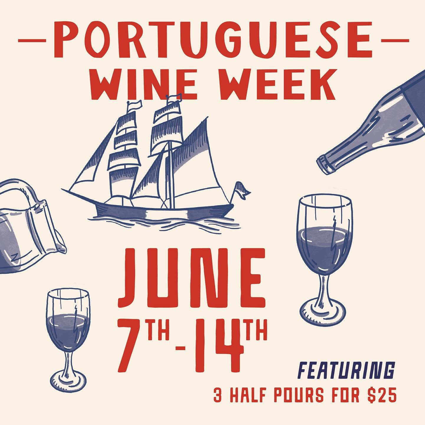 we are participating in portuguese wine week now til saturday! stop by for a flight of wines chosen by our wine director @evagoresh for 25 buckeroos!