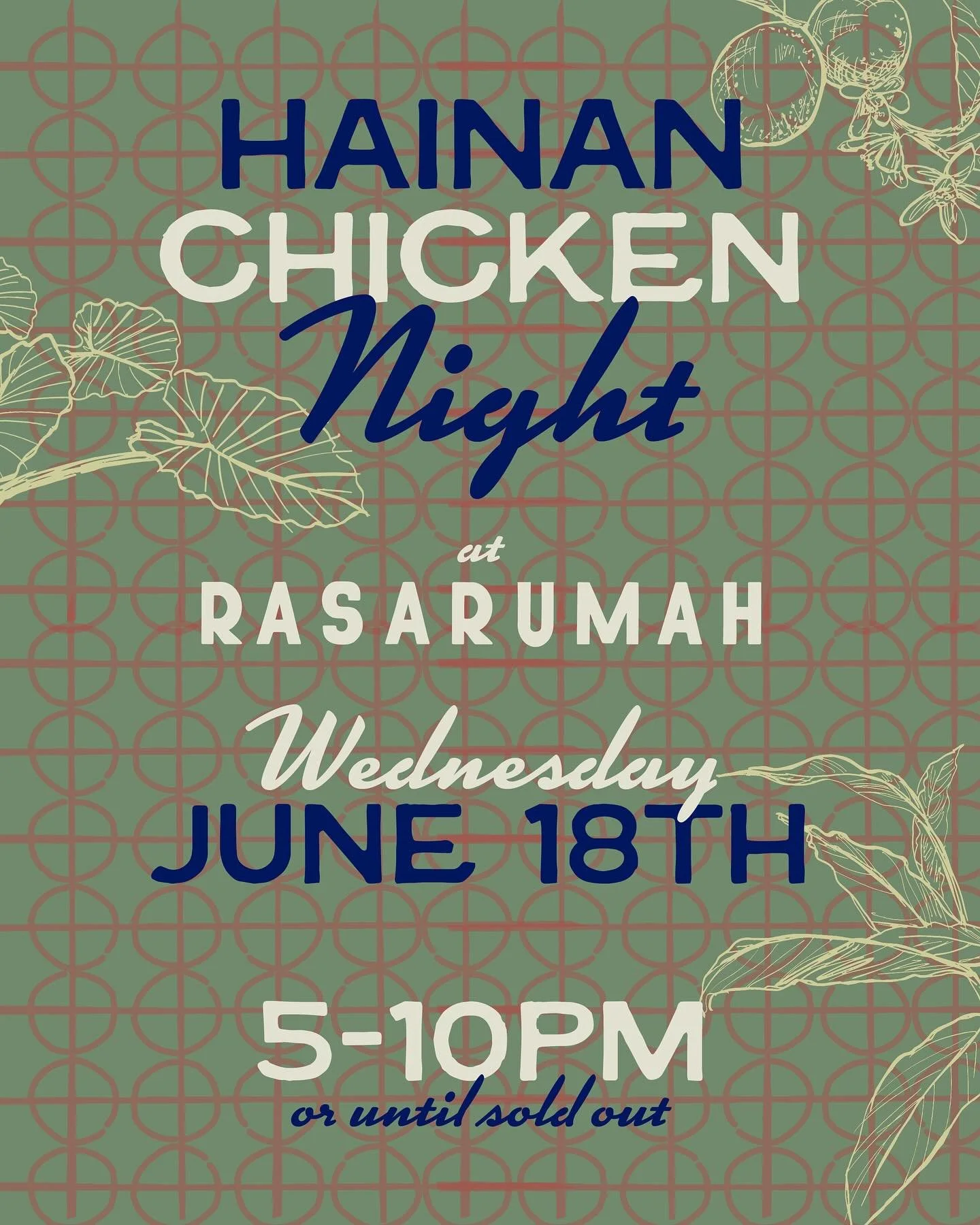 hainan chicken special this wednesday night!! we&rsquo;d love to see you there! book now on resy!  #chefsspecial #hainanchickenrice