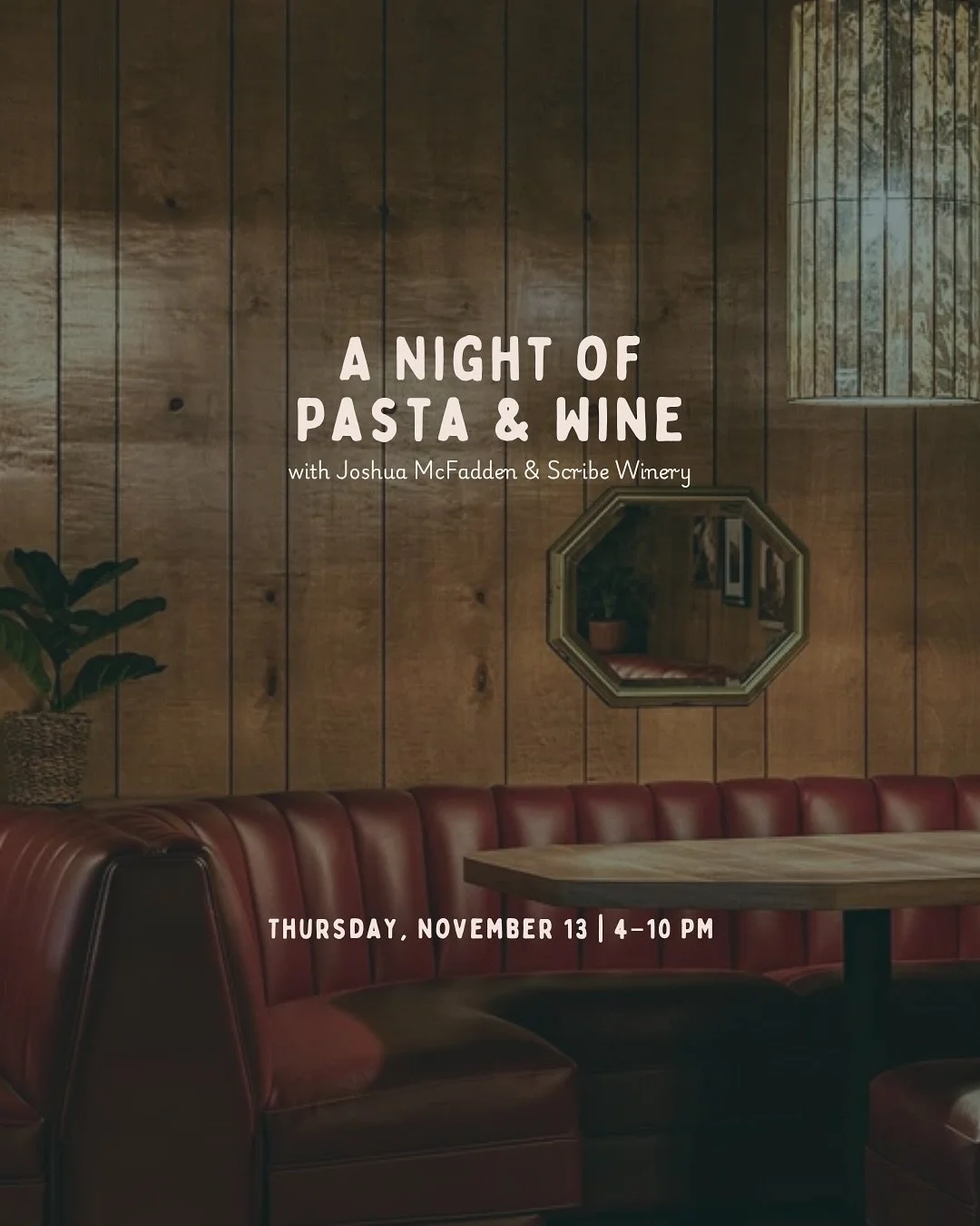 THIS THURSDAY🍝

Join us for a one-night collaboration with Scribe Winery (@scribewinery) and Chef Joshua McFadden (@jj__mc) &mdash; featuring &agrave; la carte dishes from his new book Six Seasons of Pasta, served alongside The Copper Room favorites