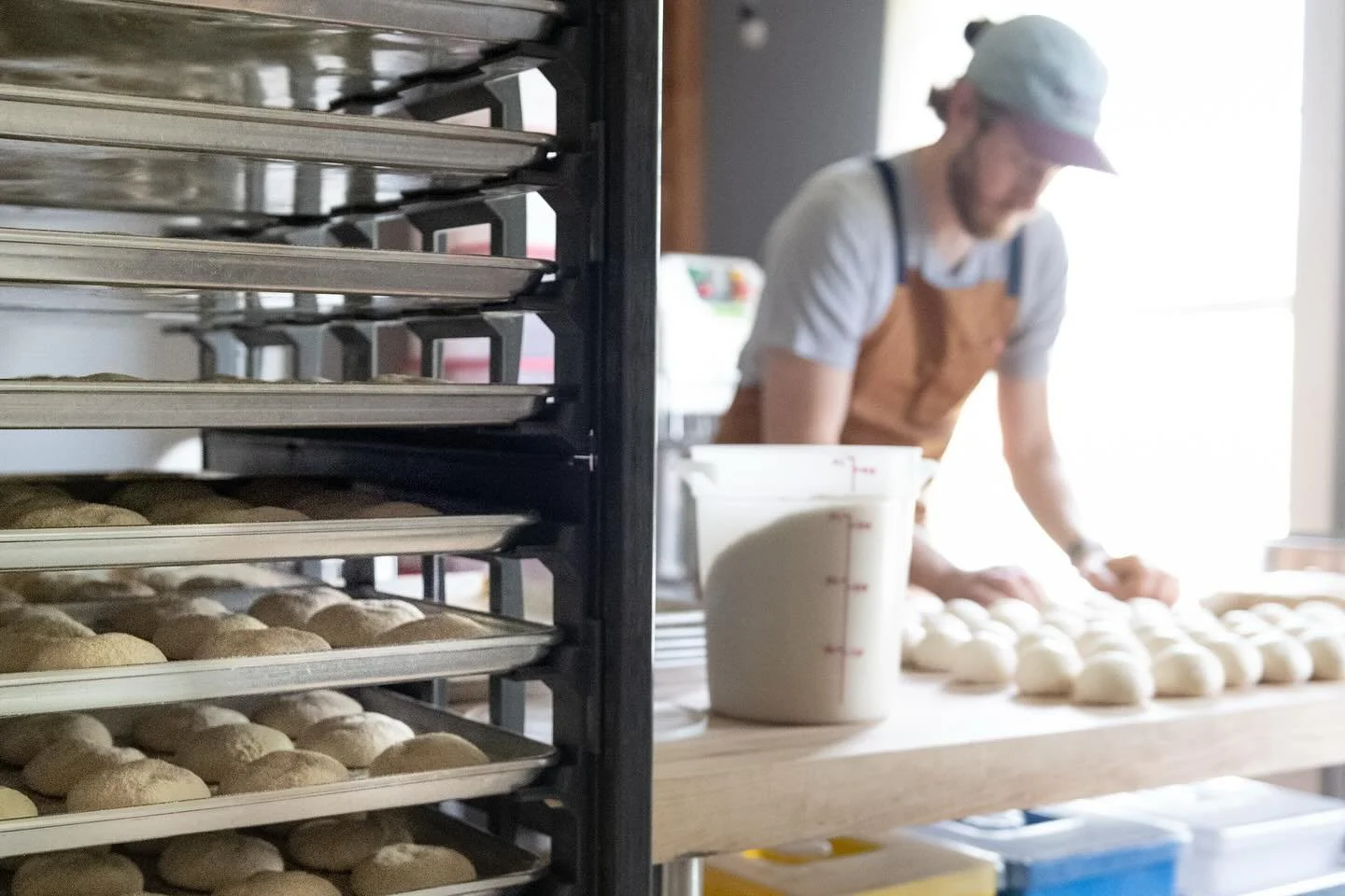 A few months ago, my neighbor @lizavollphoto spent a few days in the bakery with me, taking some incredible photos of the English muffin process, so I thought it would be a good time to re-introduce myself to those of you who I haven’t met!
My