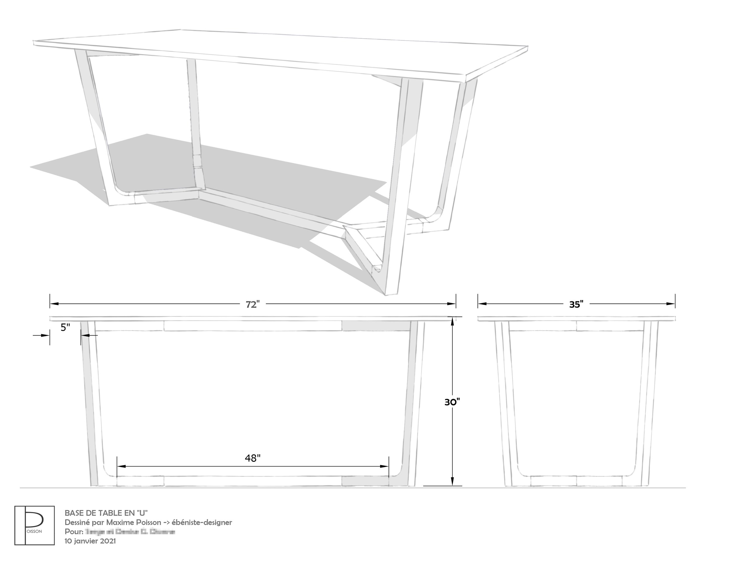 Dessin technique d'une table en 3 dimensions (copie)