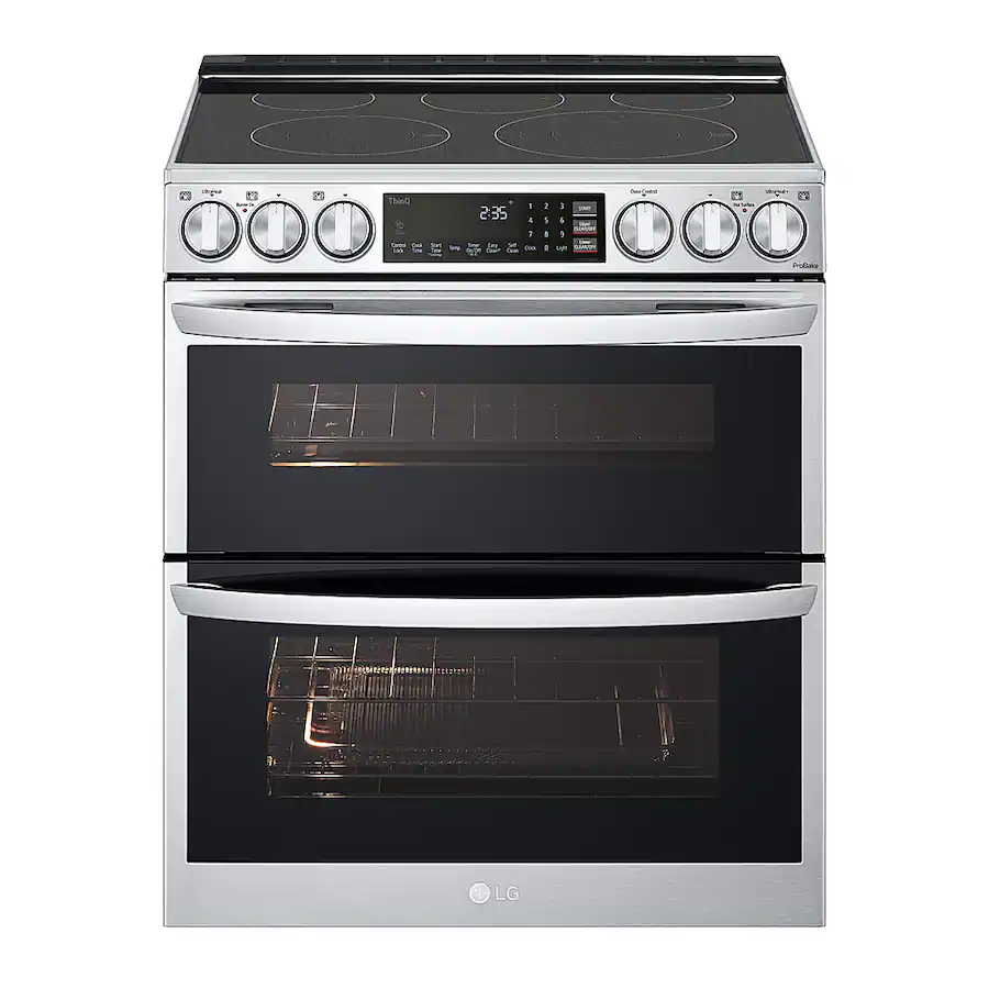 LG - 7.3 Cu. Ft. Smart Slide-In Double Oven Electric True Convection Range with EasyClean and InstaView - Stainless Steel- LTEL7337F