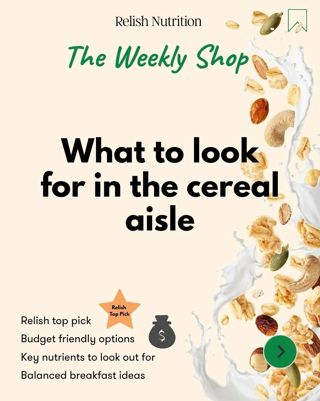 The cereal aisle is overwhelming. Here&rsquo;s what to look for.
These are some of my go-to picks, but they&rsquo;re not the only nutritious options out there. 

There are plenty of cereals that work well depending on what you or your athlete needs t