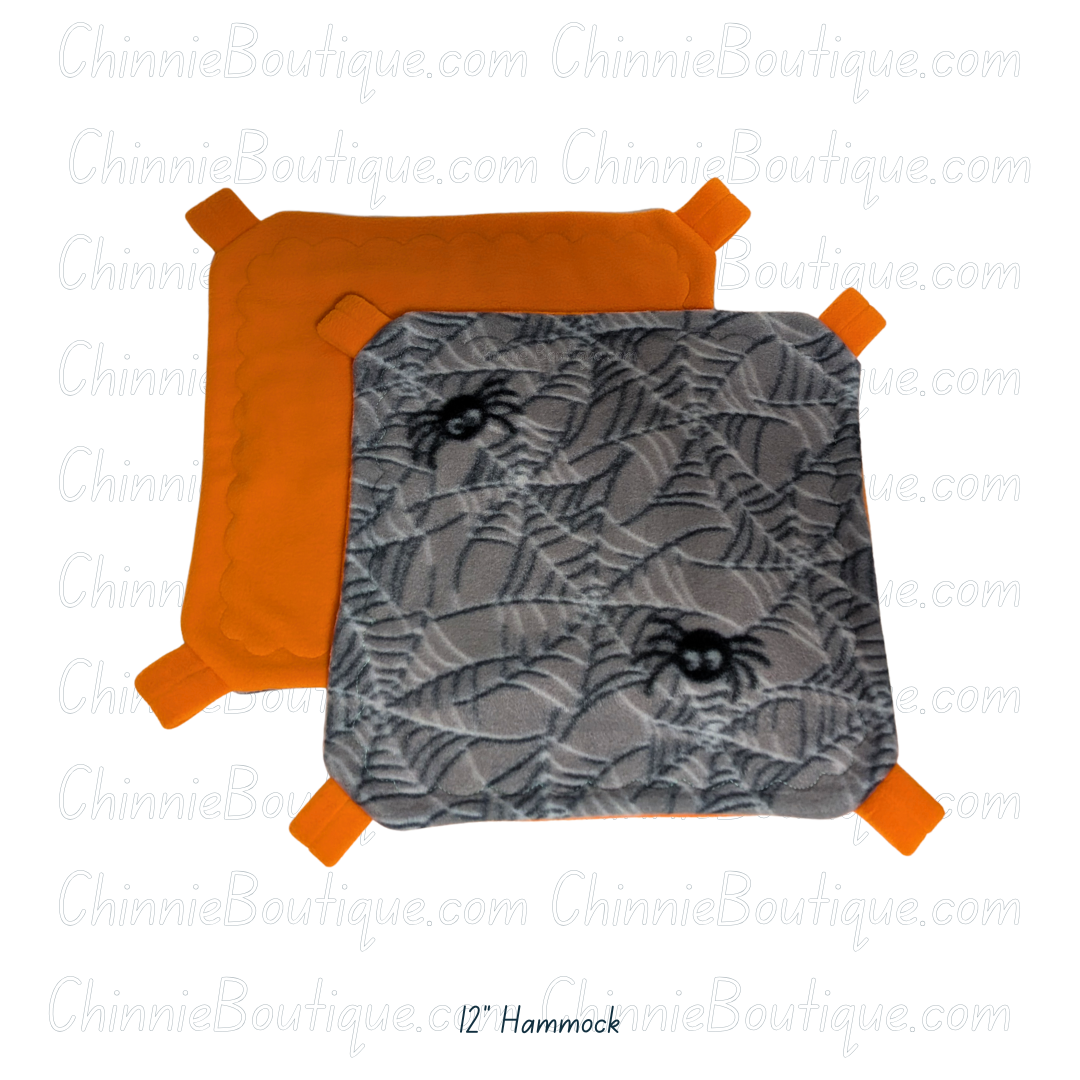 12" Spiders on Orange Fleece Hammock