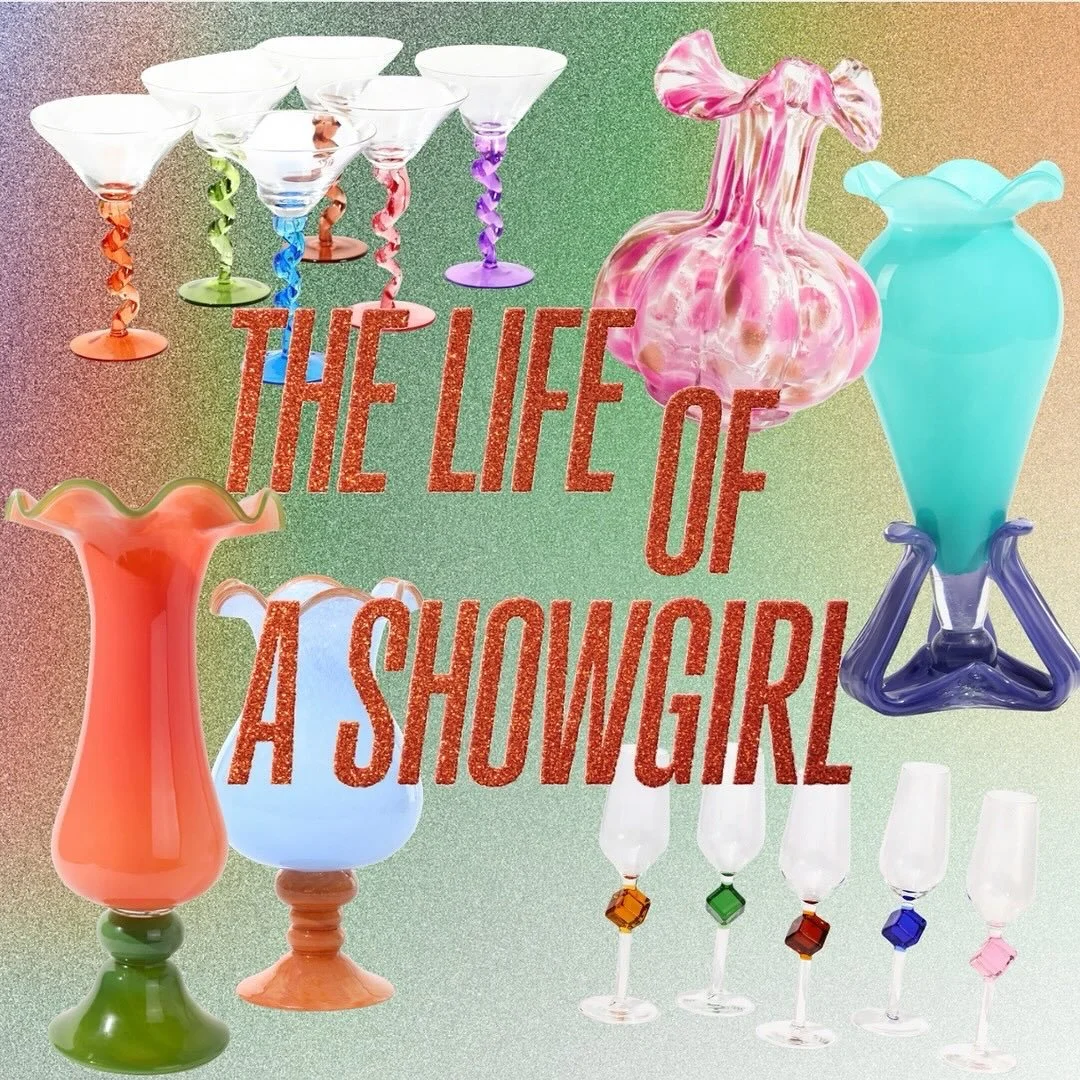 I&rsquo;m still figuring out how I feel about Taylor&rsquo;s new album tbh, but I will say that I love a good showgirl aesthetic and  @noon.and.moon has been nailing this for some time now. I love their hand-blown glass vases in showgirl silhouettes 