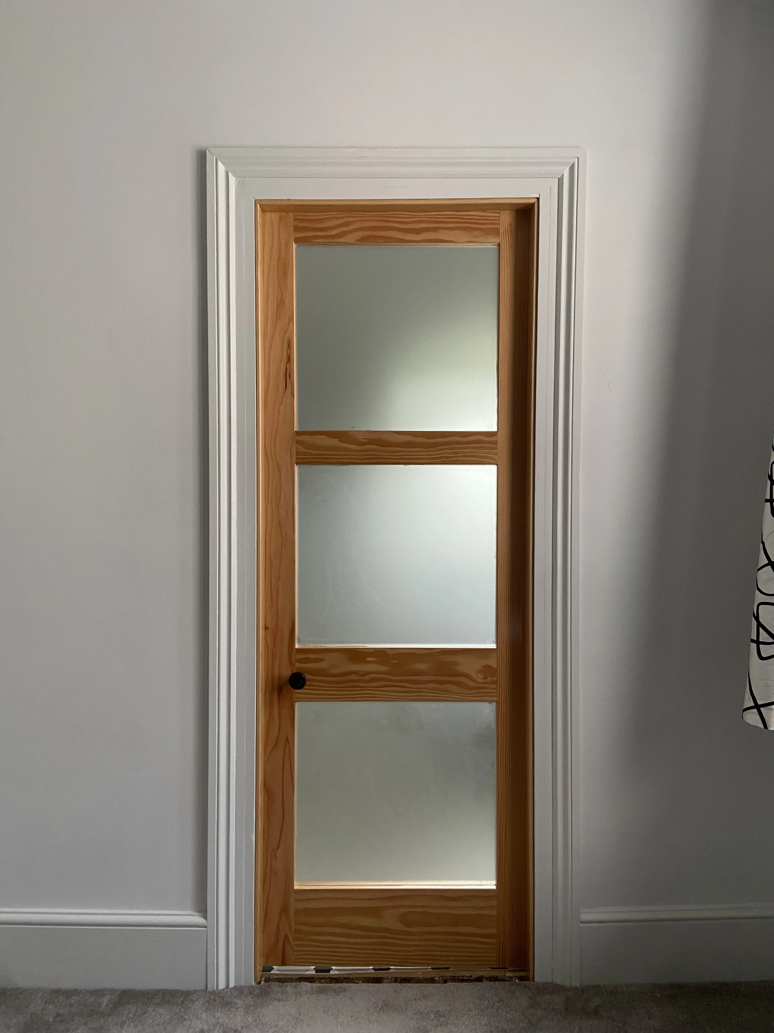 Douglas Fir glazed 3-panel internal door 