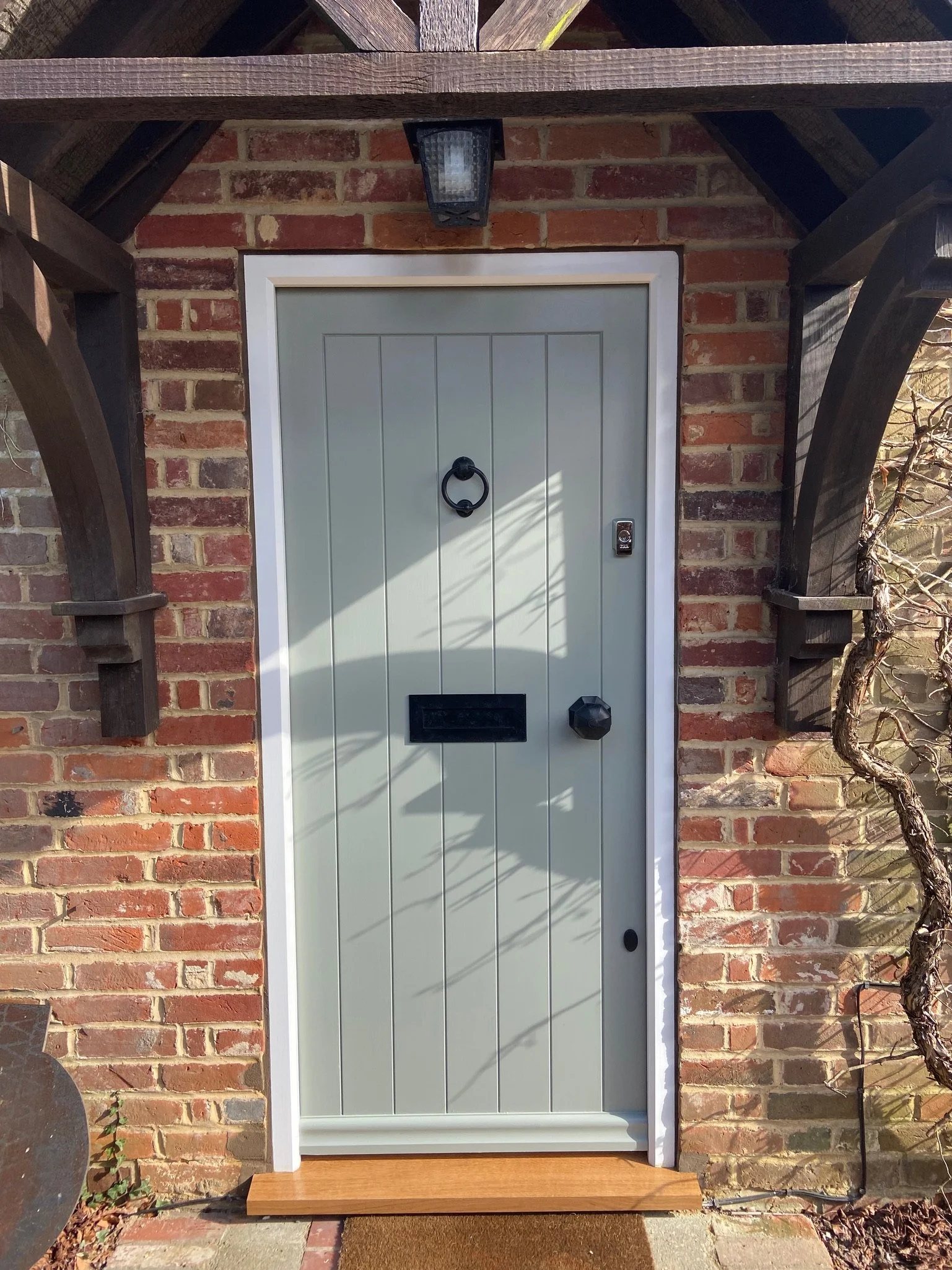 Painted french grey Accoya T&G close-boarded front door 