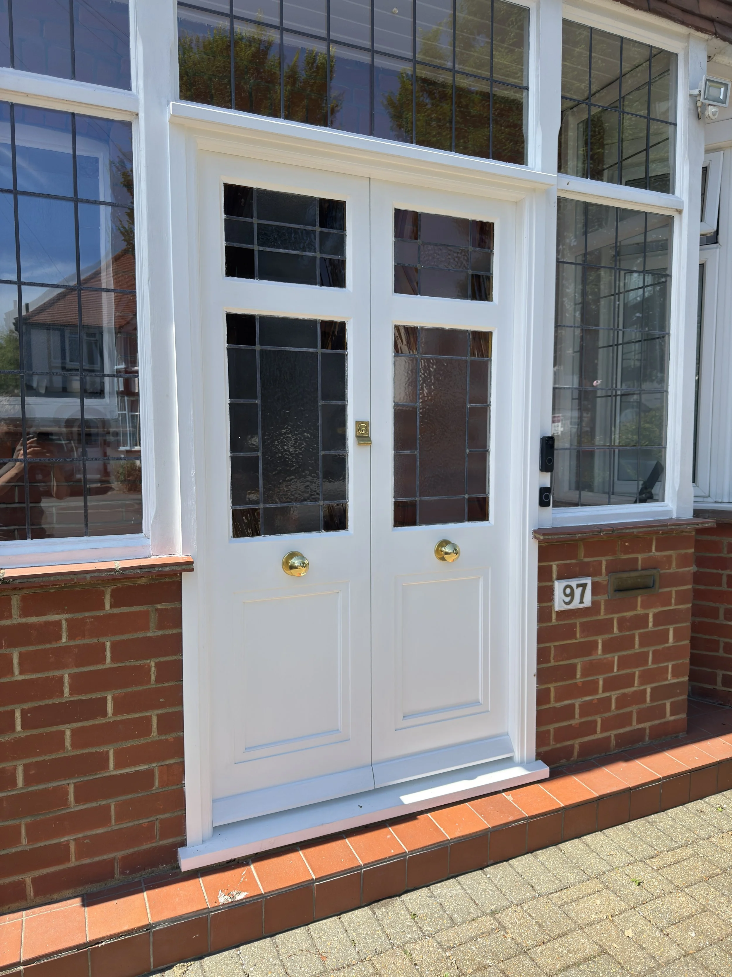 Painted hardwood french doors 