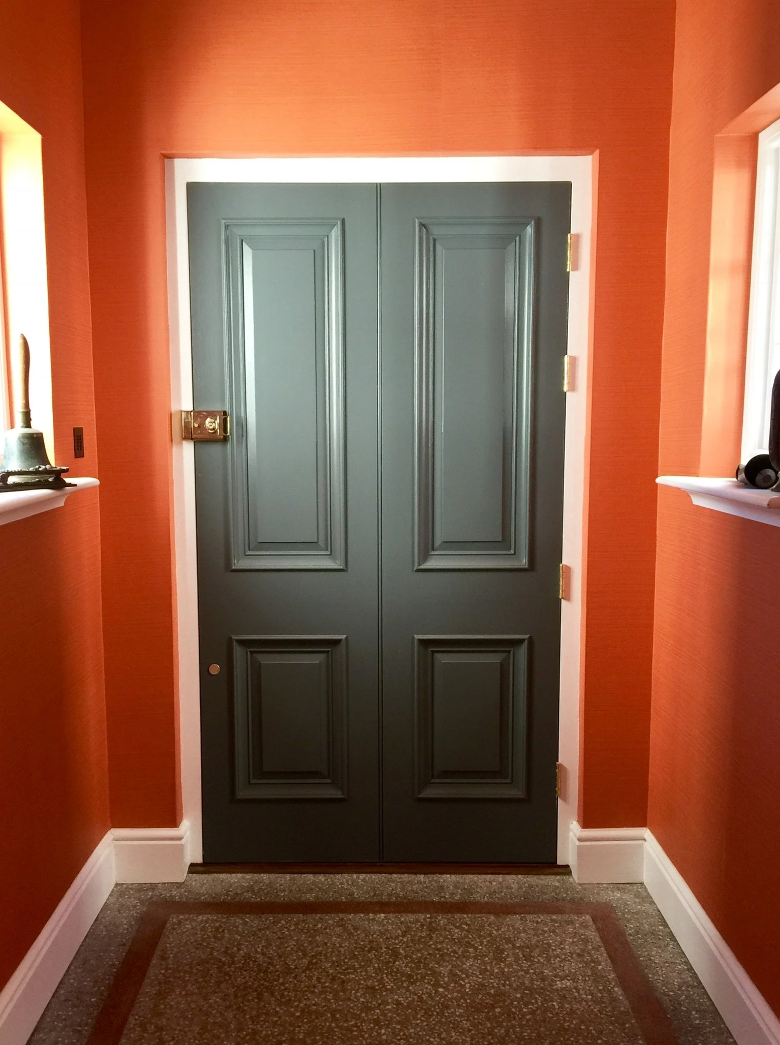 Painted grey Accoya 4-panel front door