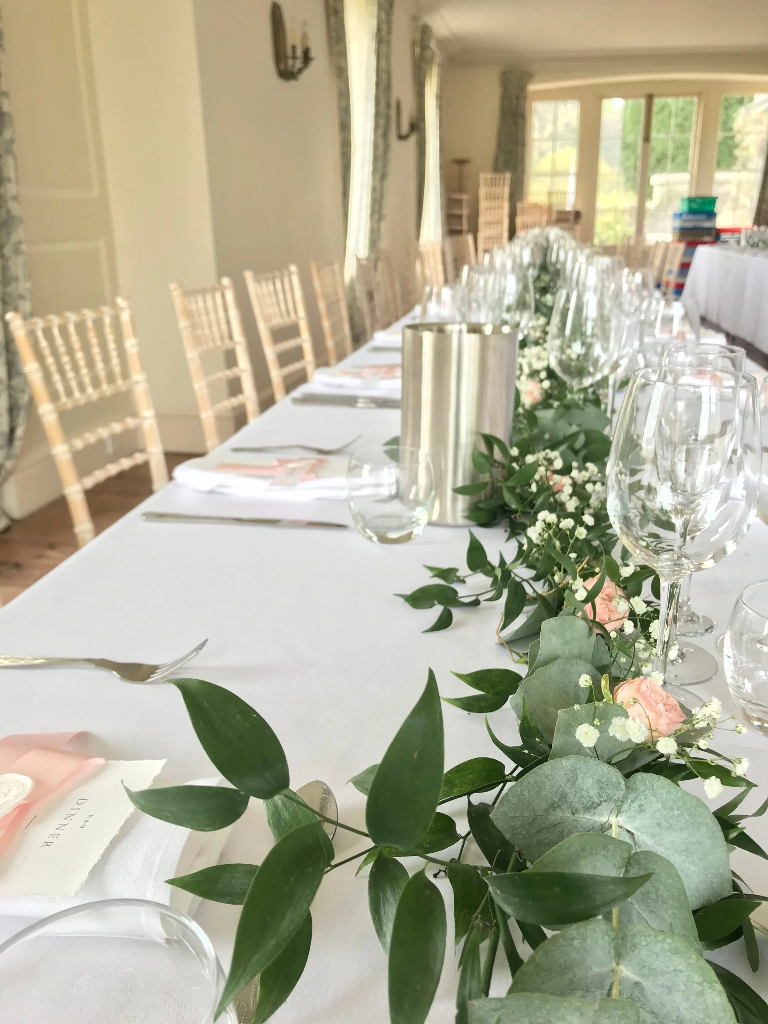 blush floral table decoration