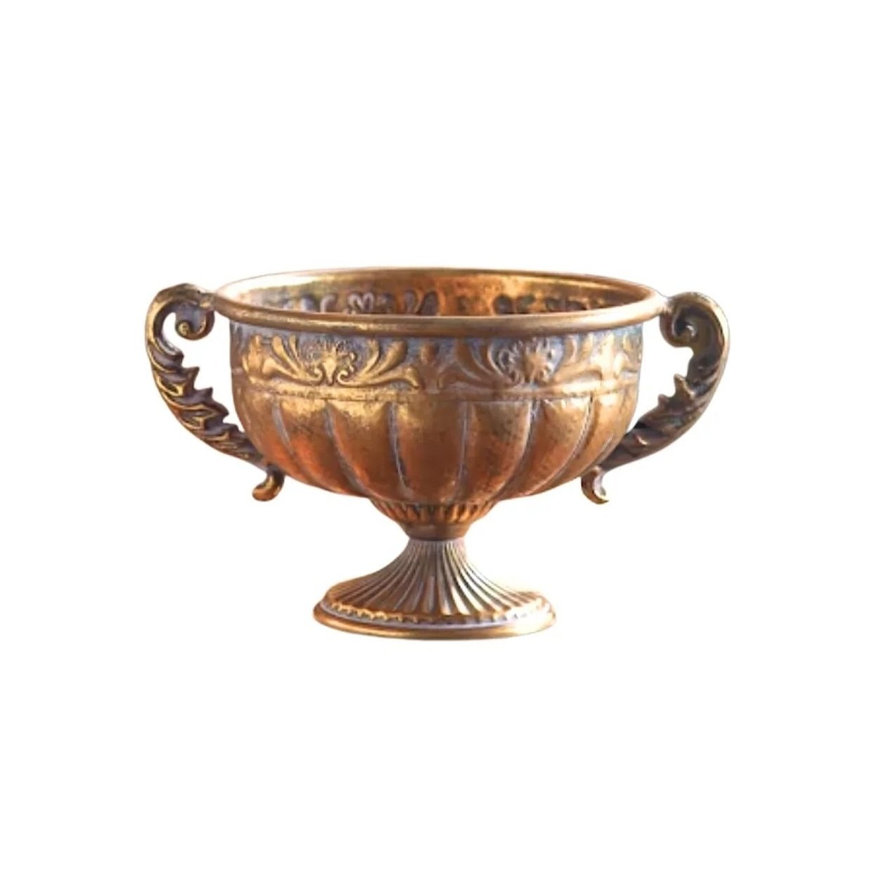 BRASS FOOTED URN 29CM WIDE - £15