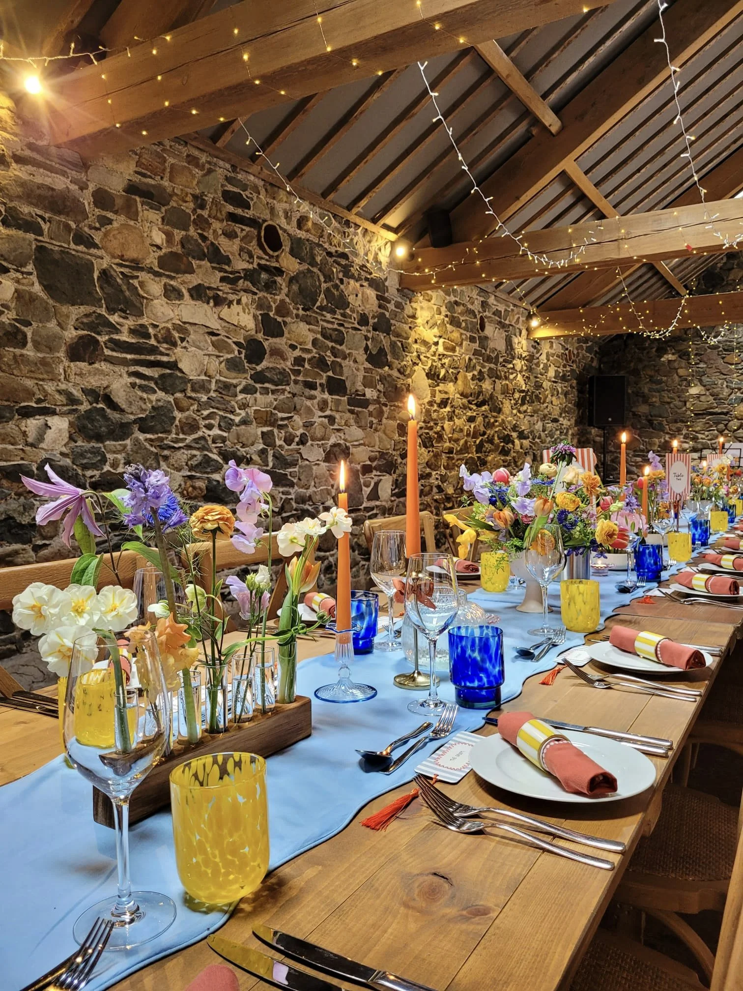 colourful tablescape spring wedding