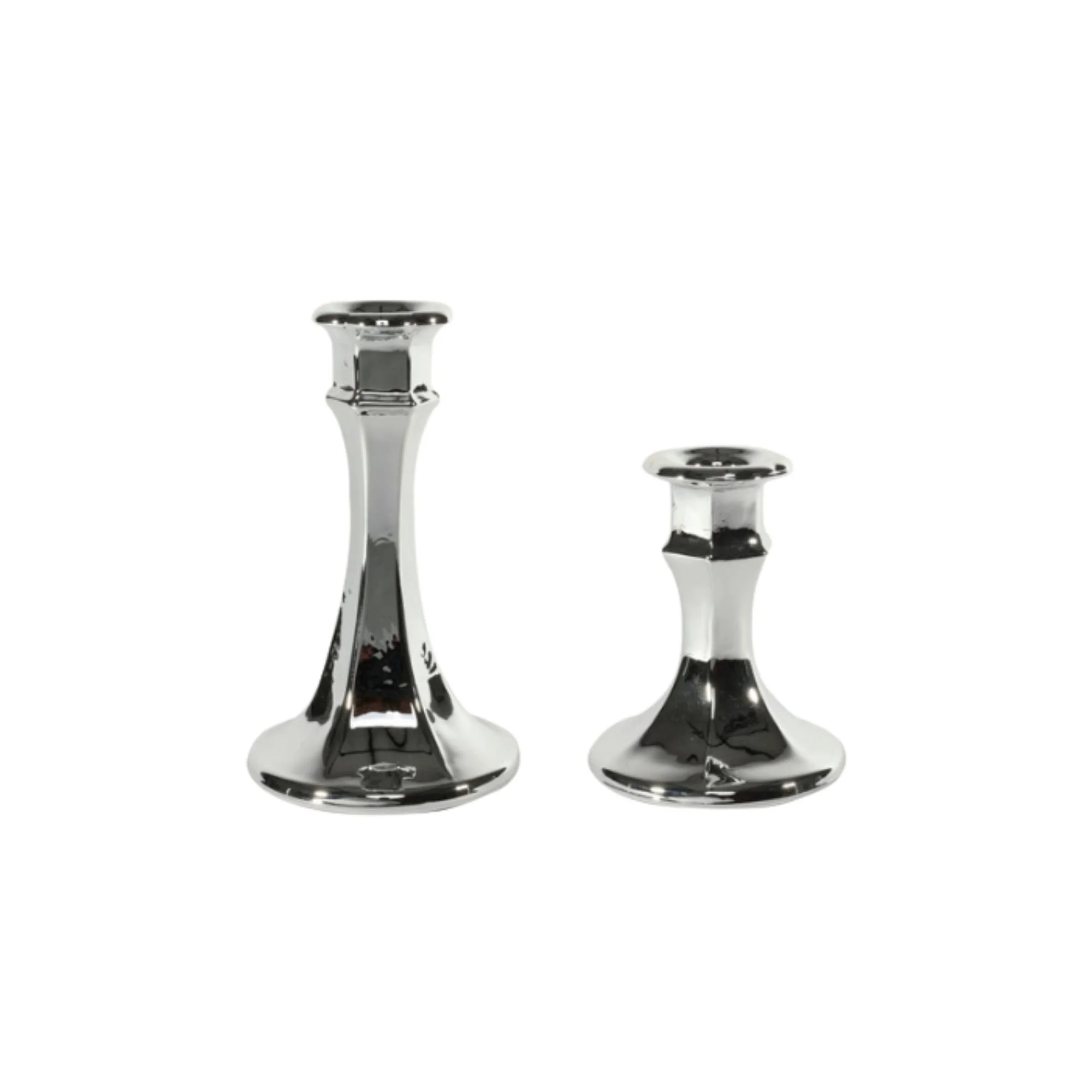 SILVER GLASS CANDLESTICKS - £3