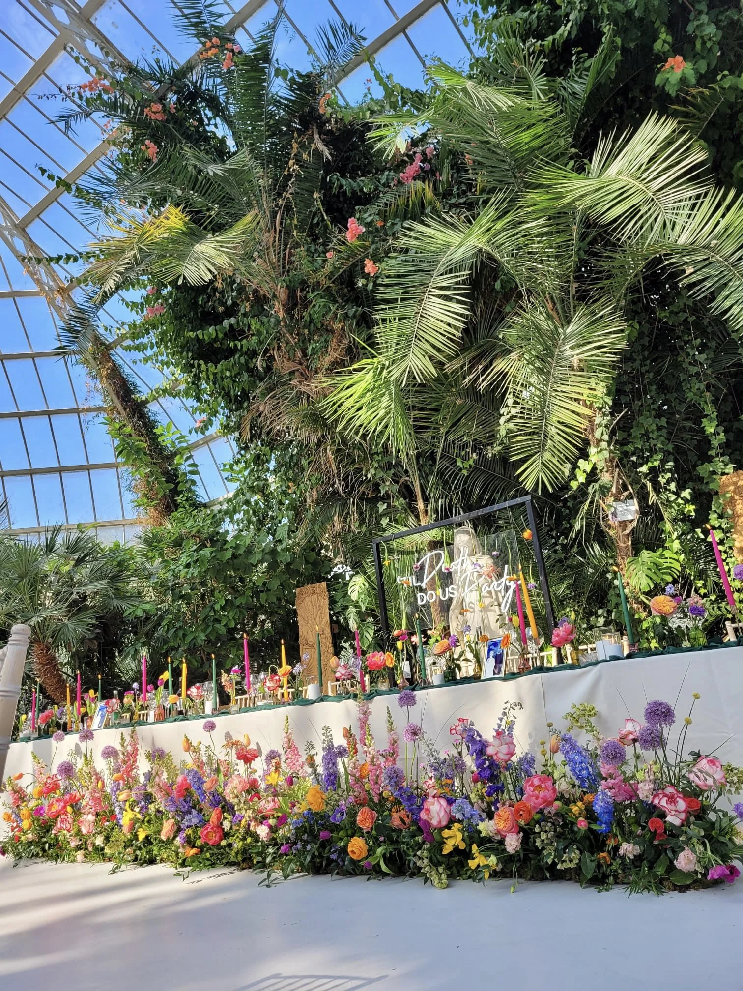 top table spring meadow flowers at sefton park palm house