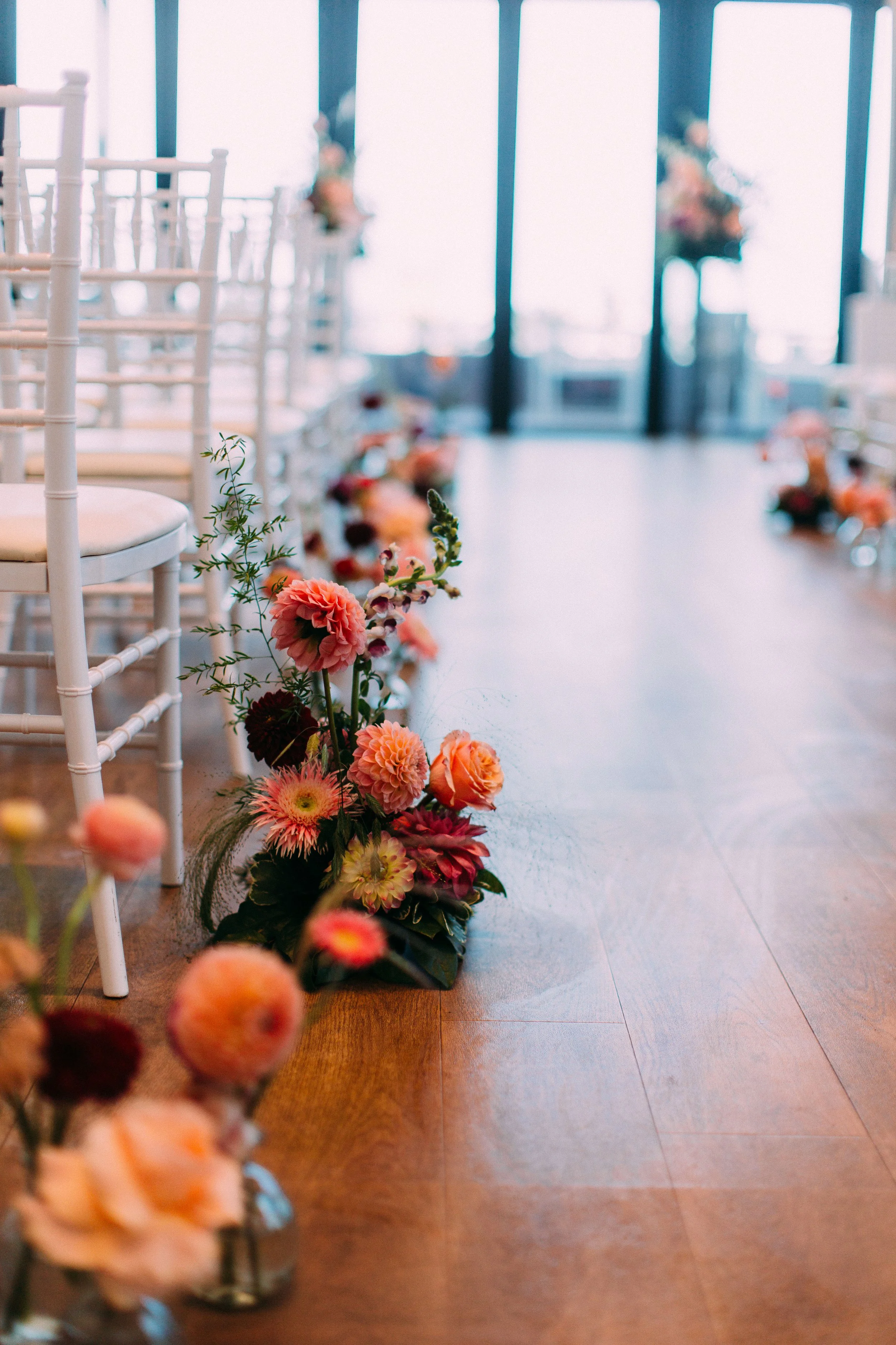 Aisle flowers for liverpool city wedding