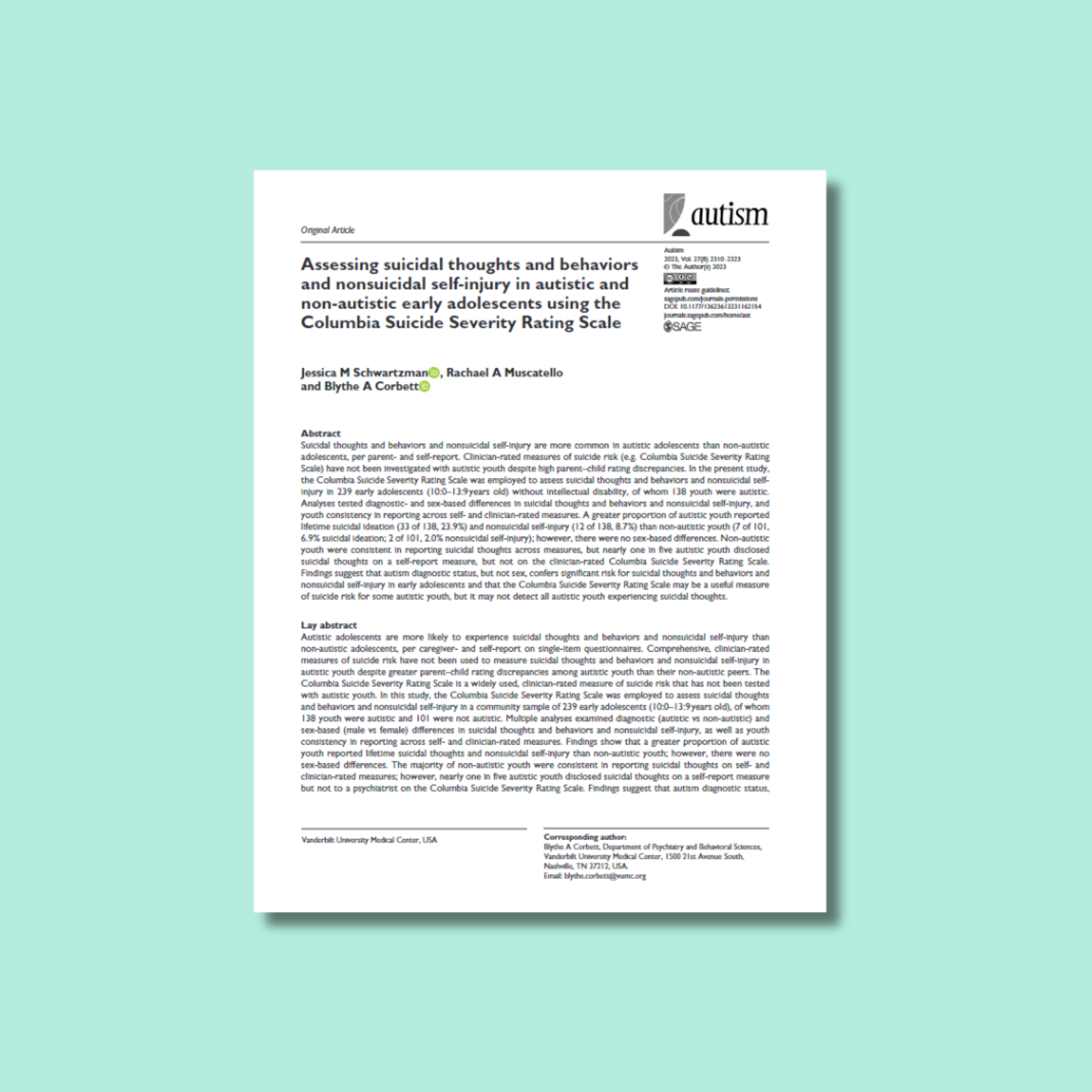 Assessing Suicidal Thoughts and Behaviors and Nonsuicidal Self Injury in Autistic and Non Autistic Early Adolescents Using the Columbia Suicide Severity Rating Scale.png