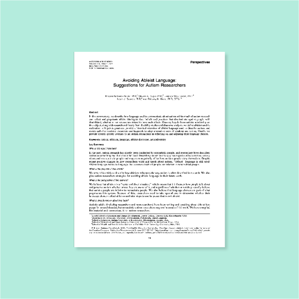 Avoiding Ableist Language: Suggestions For Autism Researchers