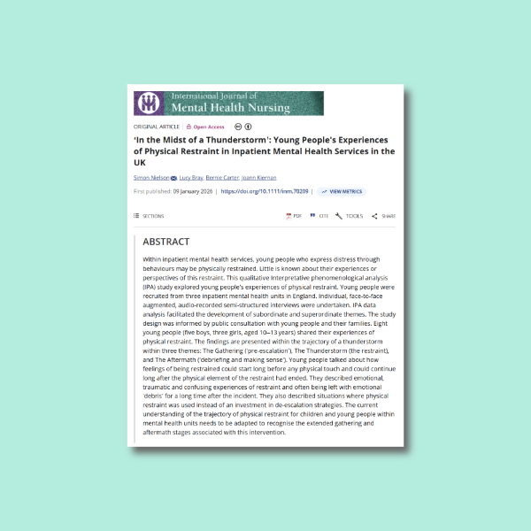 ‘In the midst of a thunderstorm’: Young people’s experiences of physical restraint in inpatient mental health services in the UK
