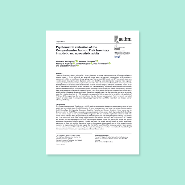 Psychometric Evaluation Of The Comprehensive Autistic Trait Inventory In Autistic And Non-Autistic Adults