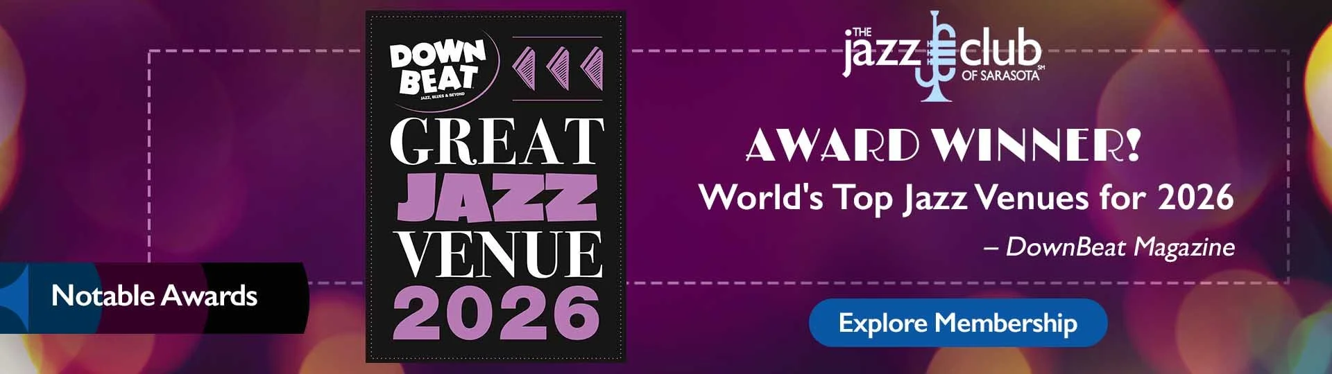  Downbeat magazine award - great jazz venue 2026 - explore membership 