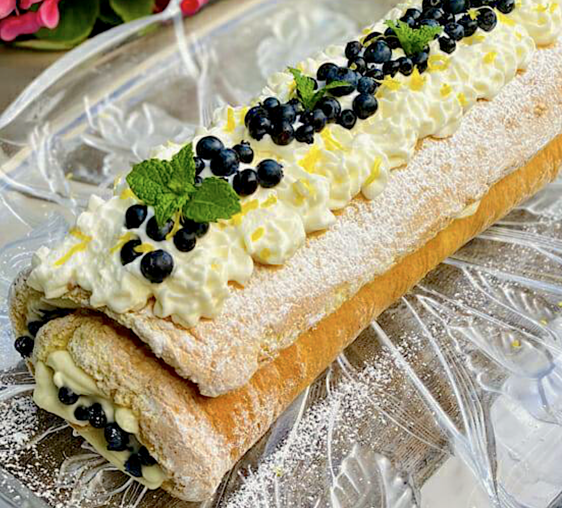 Blueberry and Lemon Swiss Roll Cake