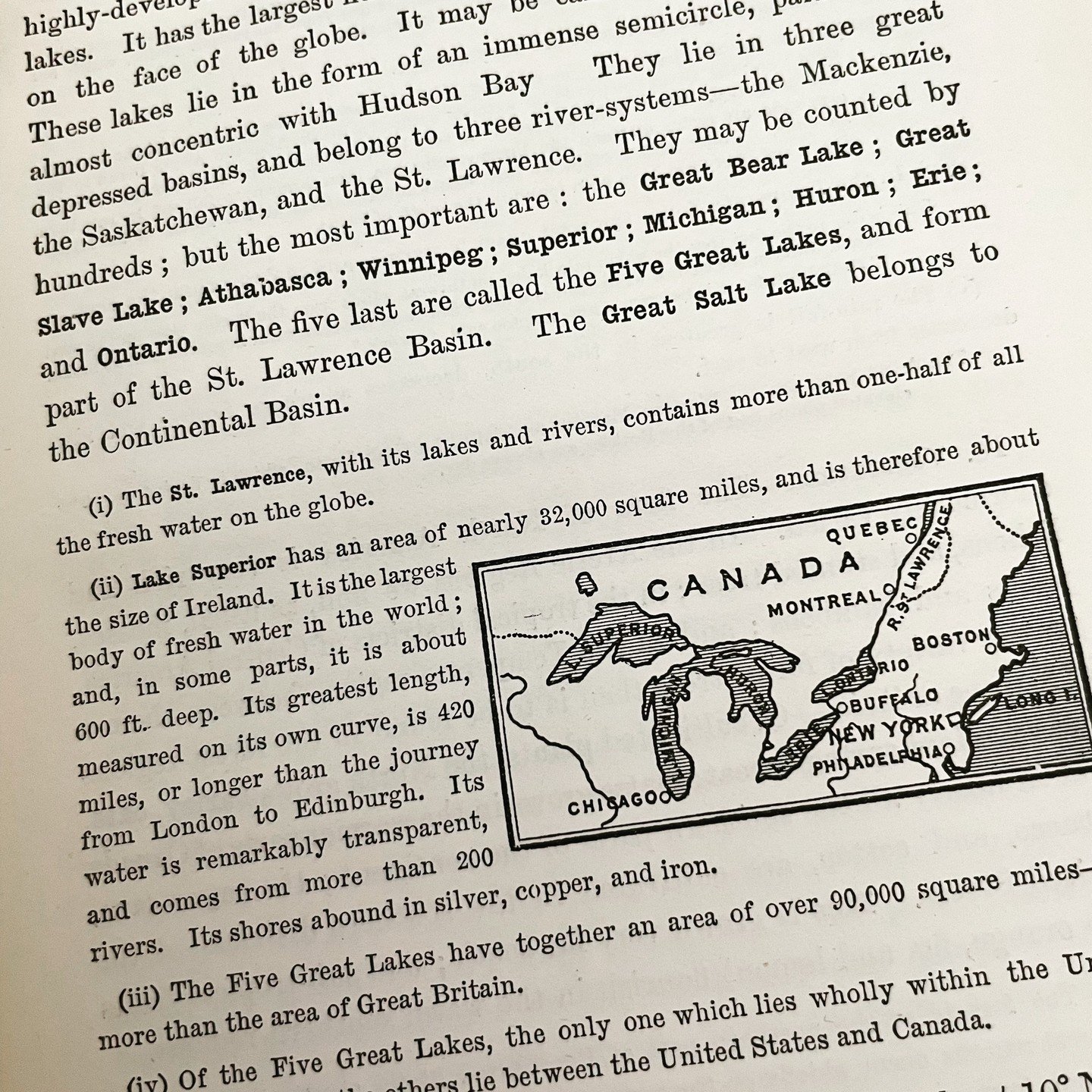 🕰️ Throwing it WAY back to 1895 this #ThrowbackThursday! If you were a Briton, this is what you were learning about our magnificent #GreatLakes at the turn of the 20th century in &quot;A New Geography&quot; 👀 All hail &quot;the Lake Continent&quot;