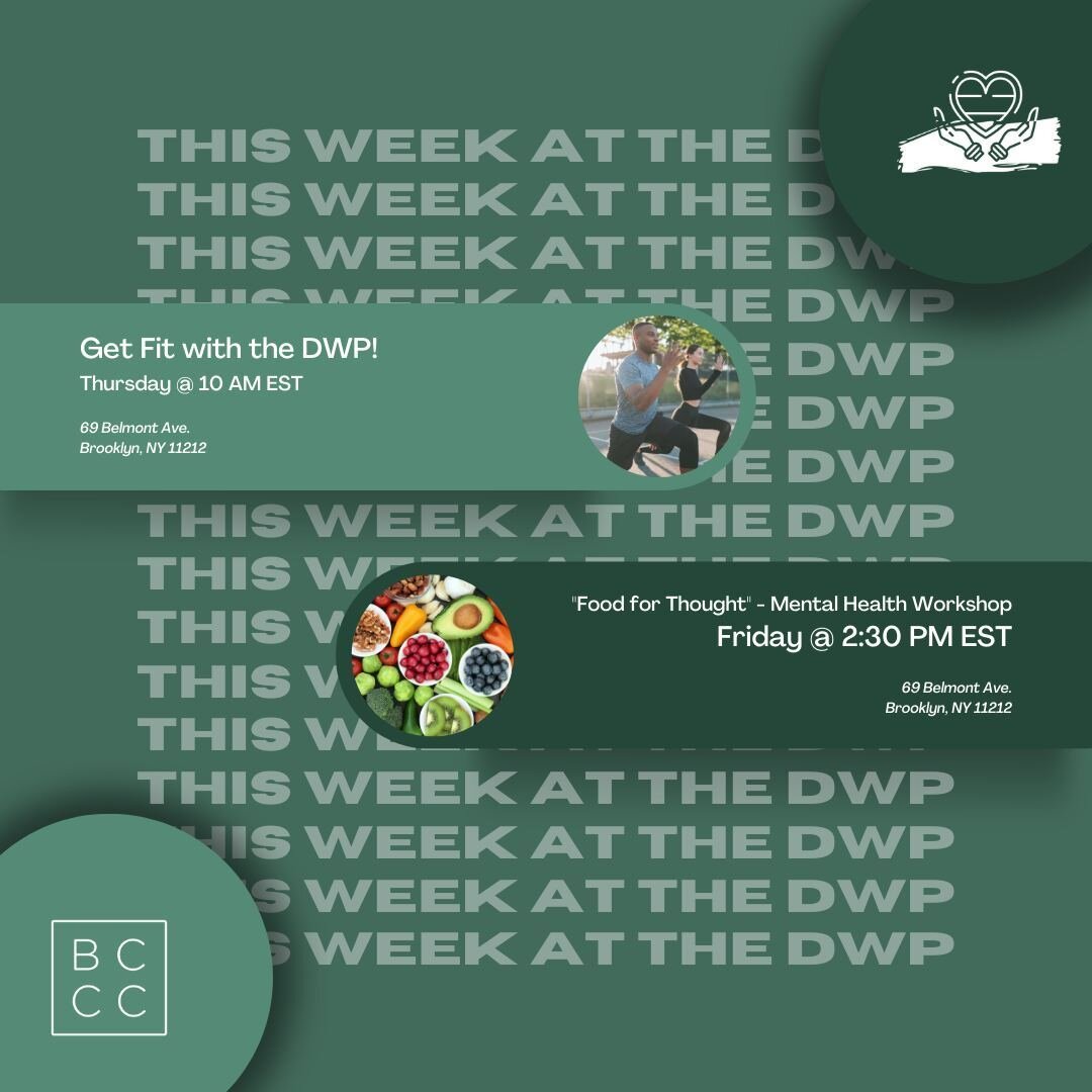 MARK YOUR CALENDARS!

The BCCC and DWP are hosting two events this week that you won't want to miss!

On Thursday, stop by the BCCC to get fit and active with the DWP! On Friday, Dr. Hilma L. Campbell, PMPNP-BC is hosting a mental health workshop to 