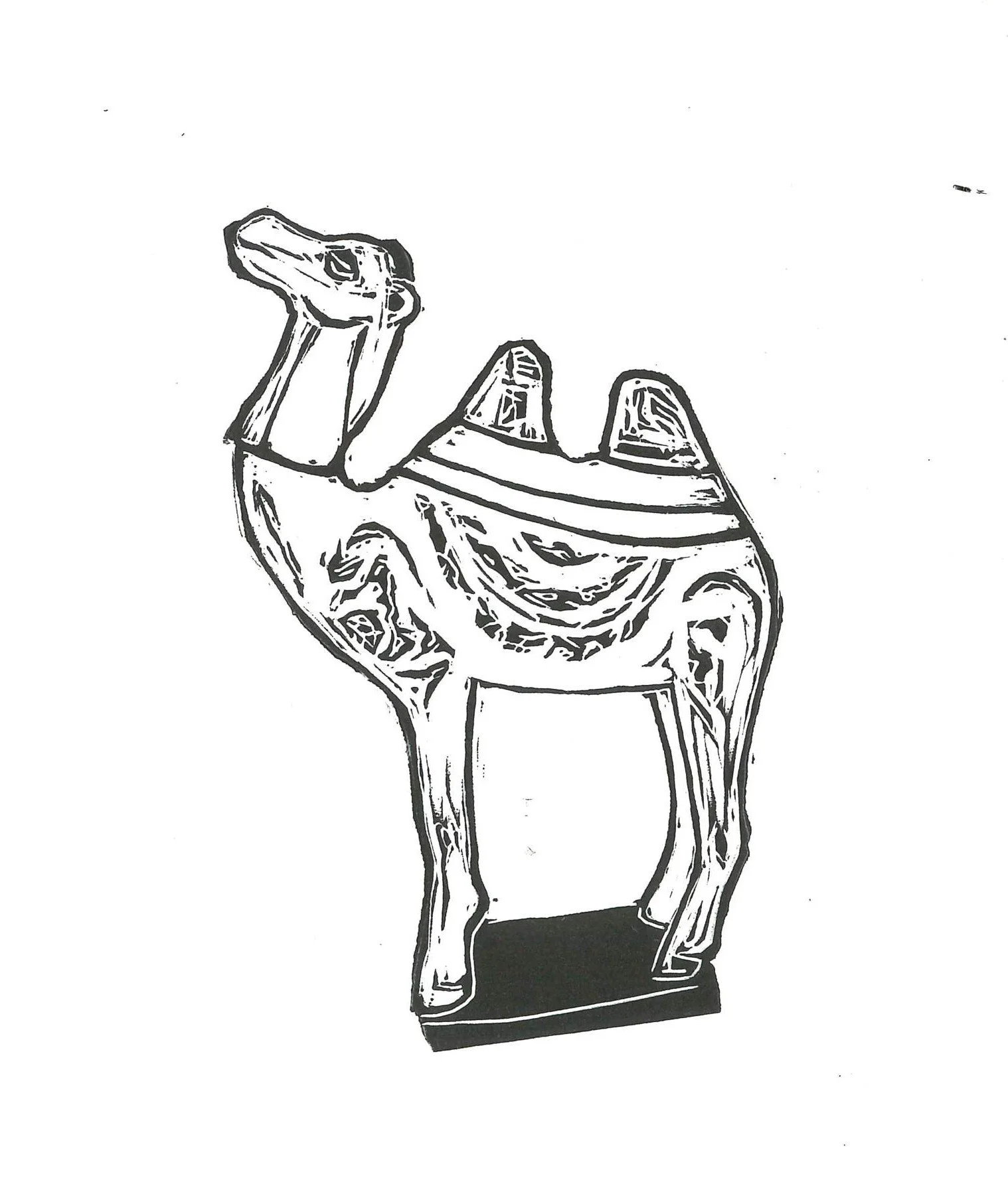 Bactrian Camel- original lino cut print