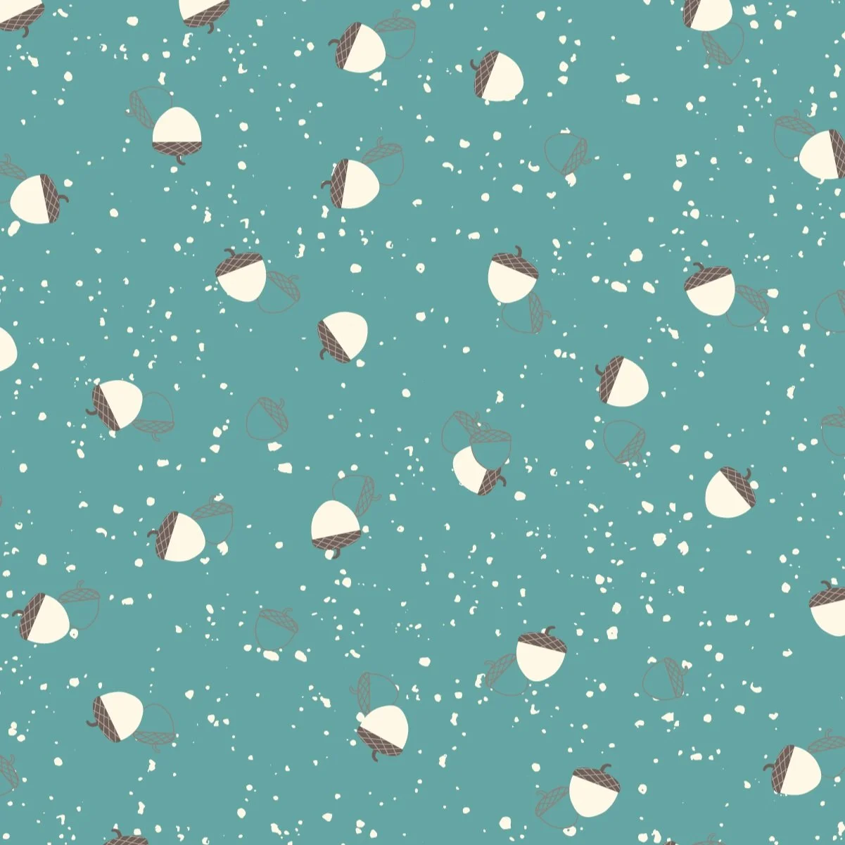 Scattered Acorns on Lighter Turquoise