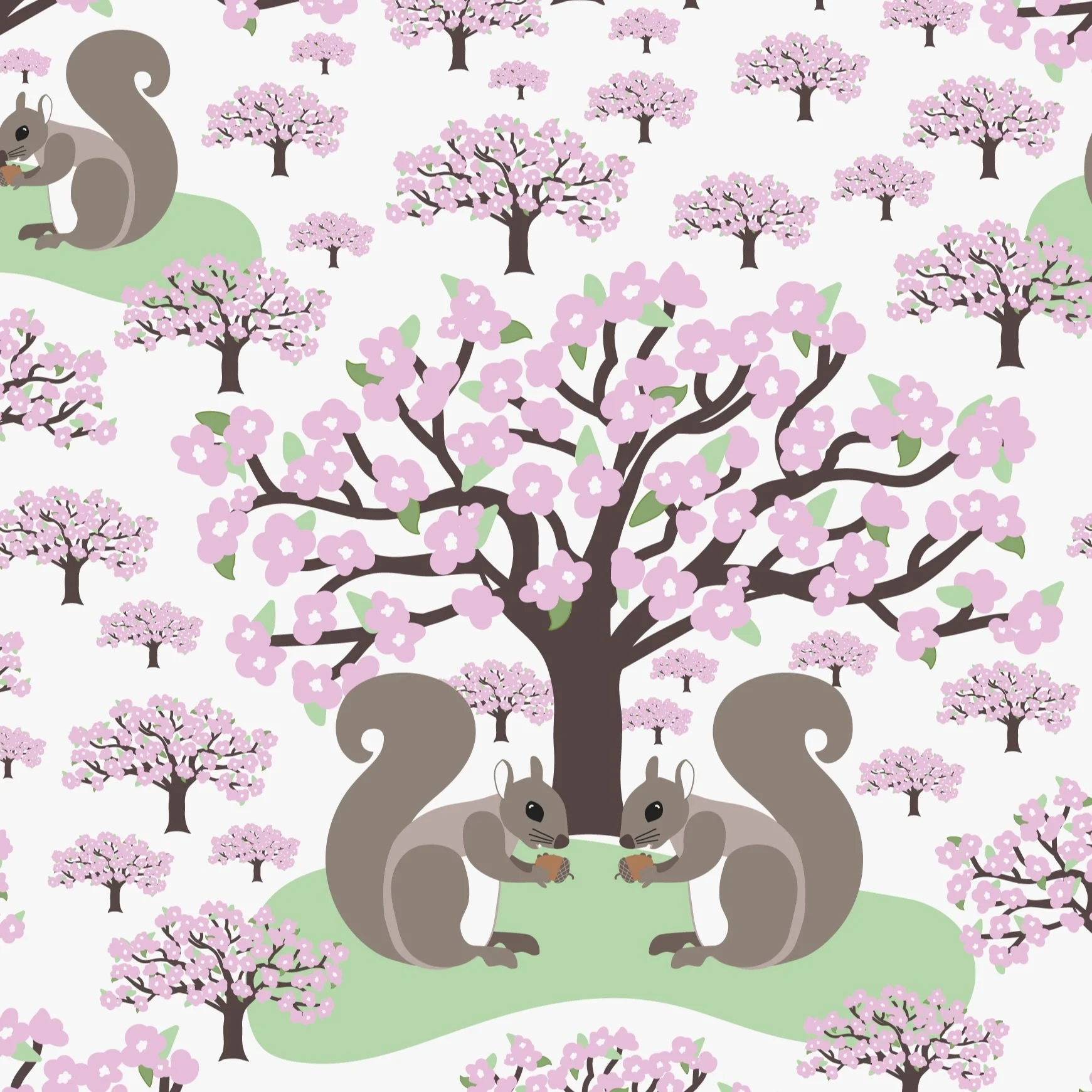 Squirrels and Cherry blossoms near the Washington Monument