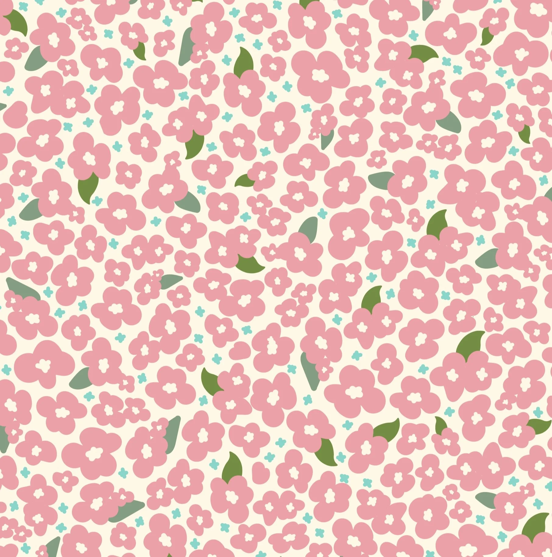 Ditsy Cherry Blossoms on DC Cream fff8e6