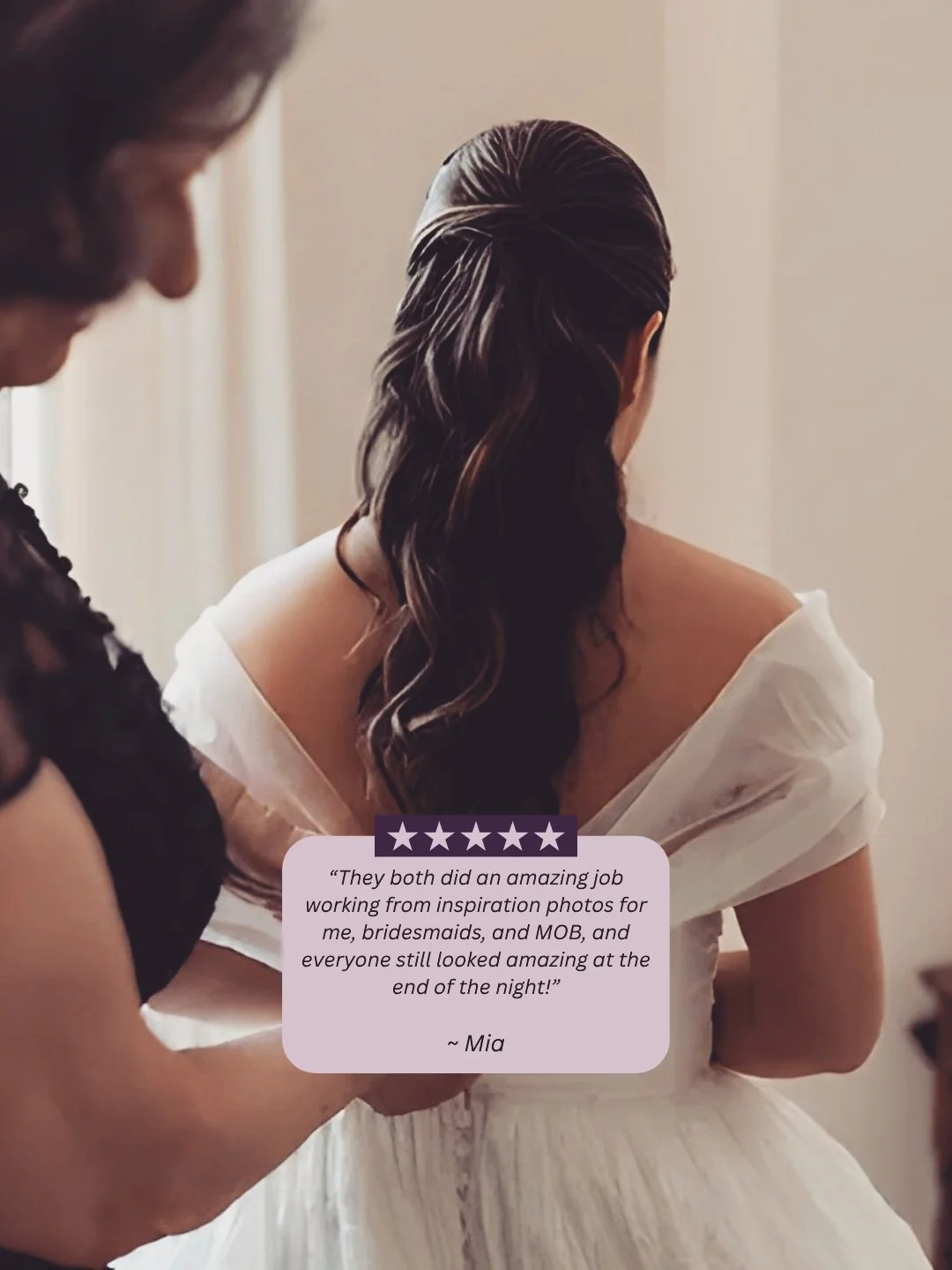"I and my whole bridal party loved having Cat and her team for hair and makeup! I booked relatively late and had to add on hair last second with no issues. Cat's organization and communication was key to helping us efficiently plan out our morni