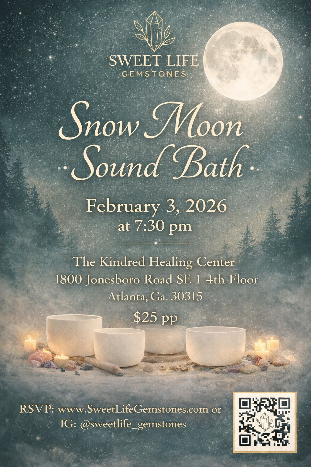 Snow Moon Sound Bath w/LOTUS of Sweet Life Gemstones