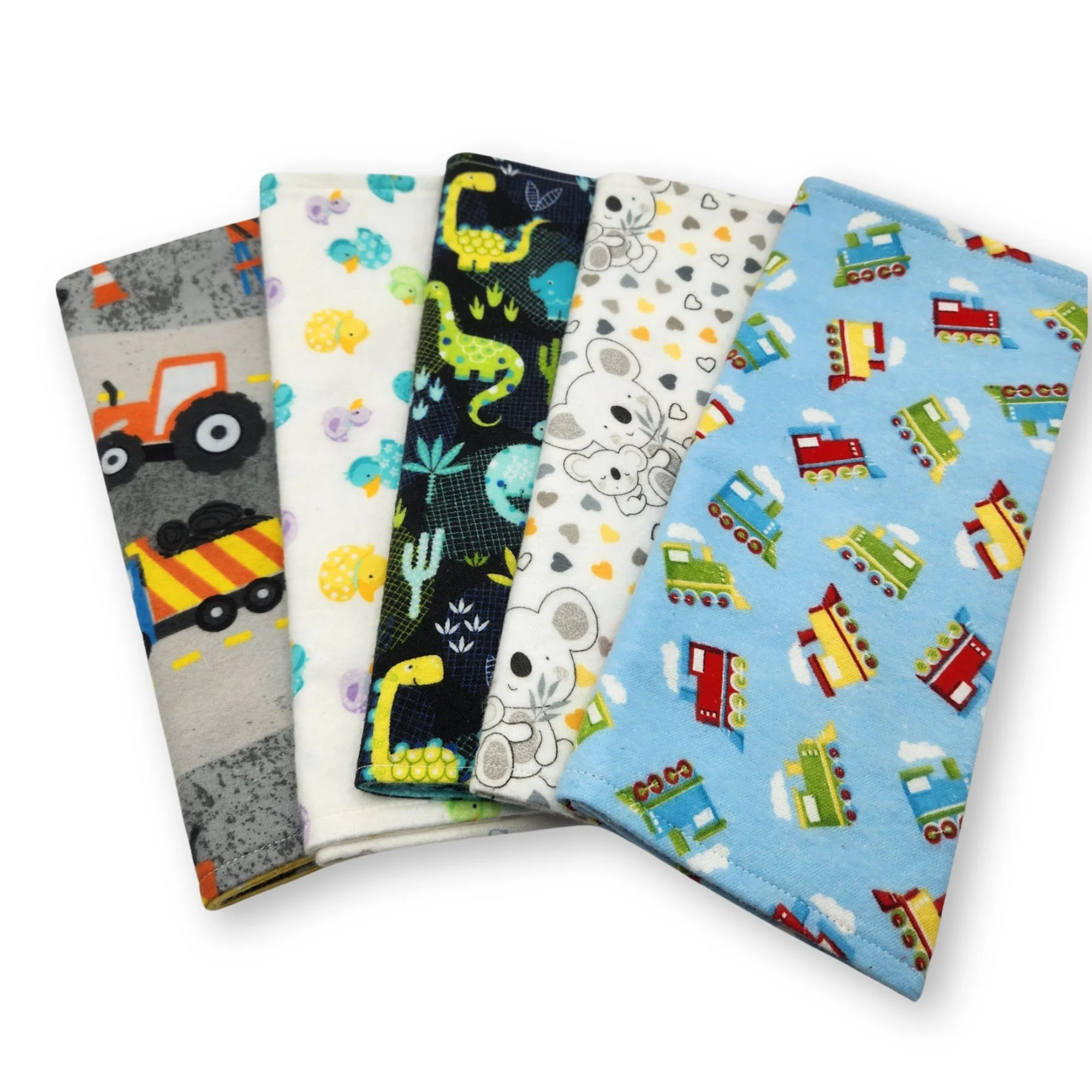 Infant Boy Flannel Burp Cloths Set of 5, Newborn Baby Shower Gift