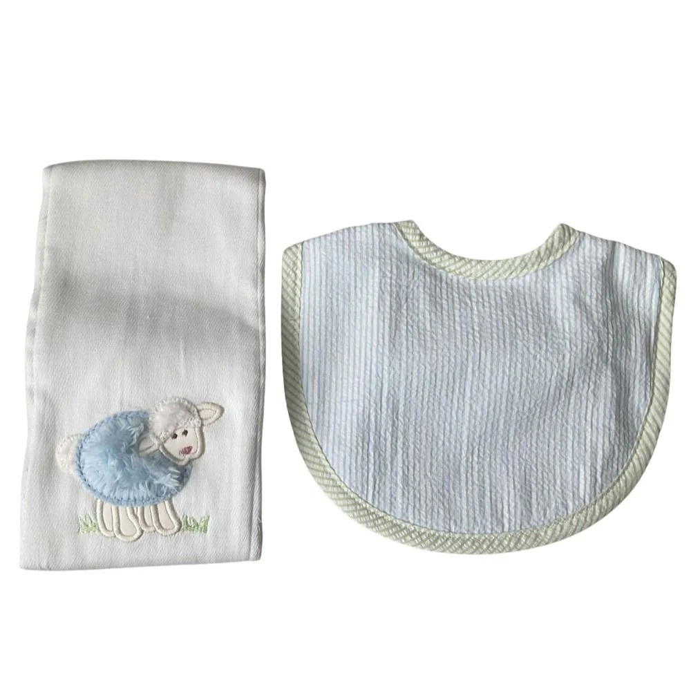 Blue Lamb 3 MARTHAS BIB/BURP CLOTH GIFT SET