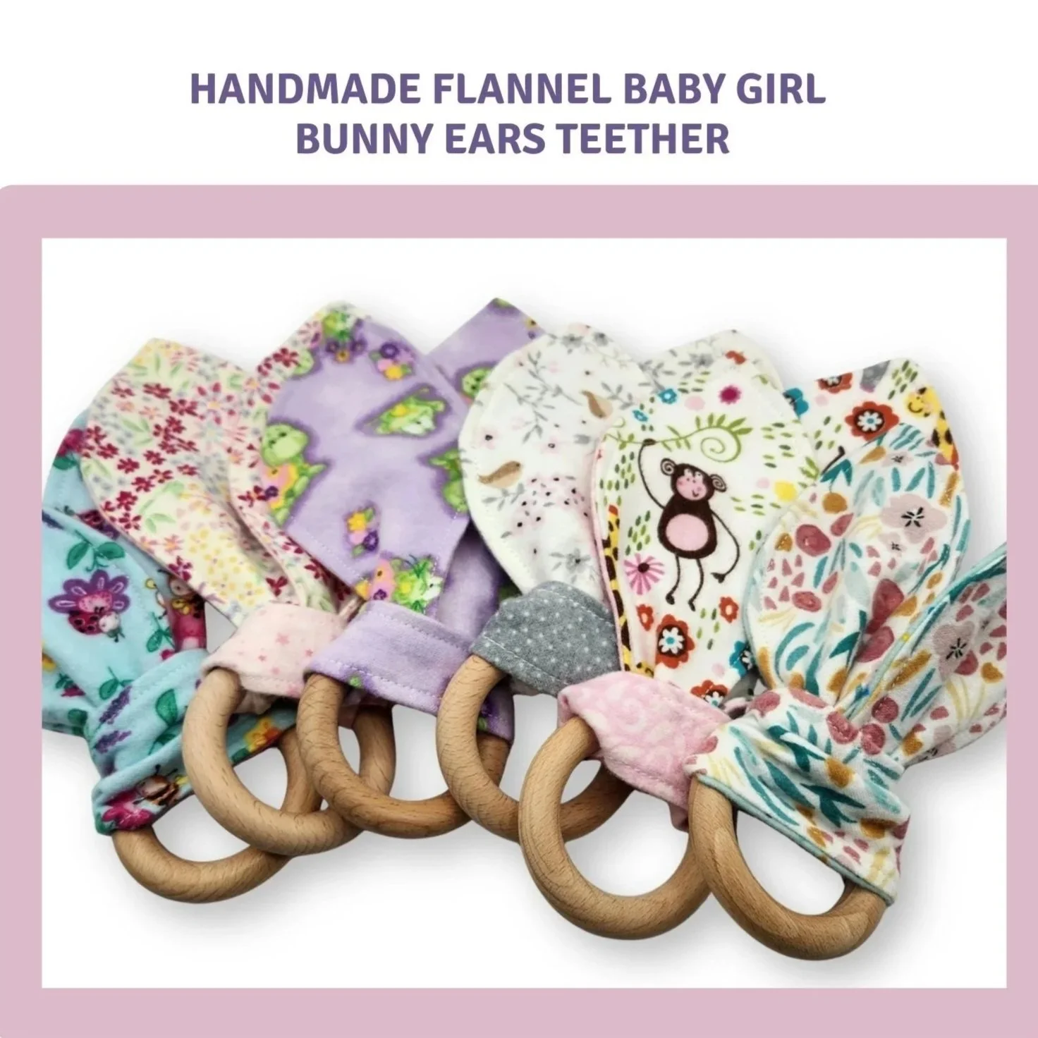 Baby Girl Bunny Ears Teether Ring