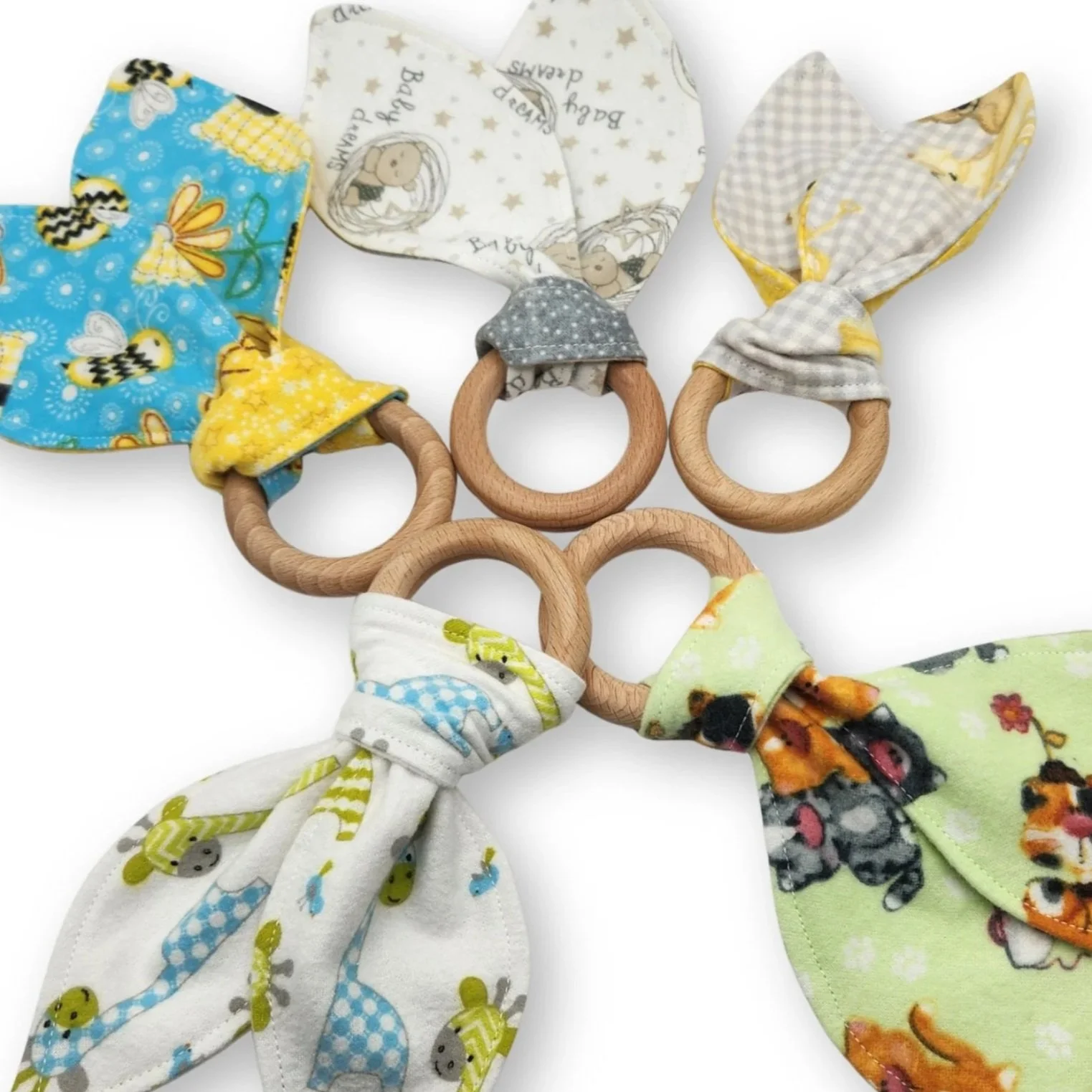 Flannel Bunny Ears Gender Neutral Teether Ring