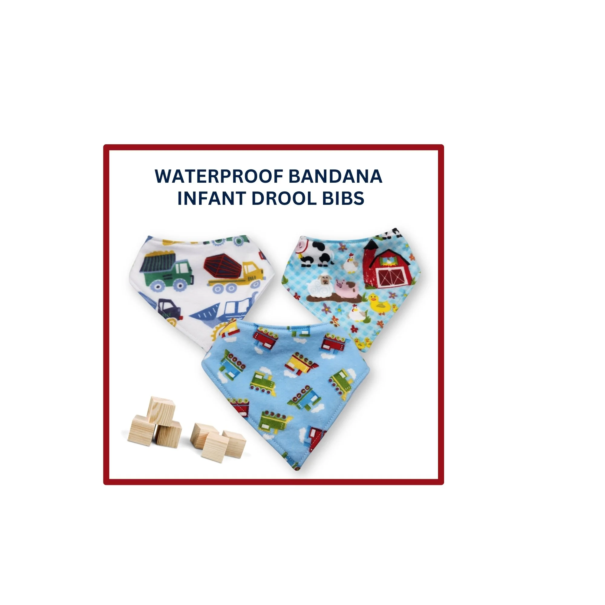 Waterproof Set of 3 Snap Bandana Bibs