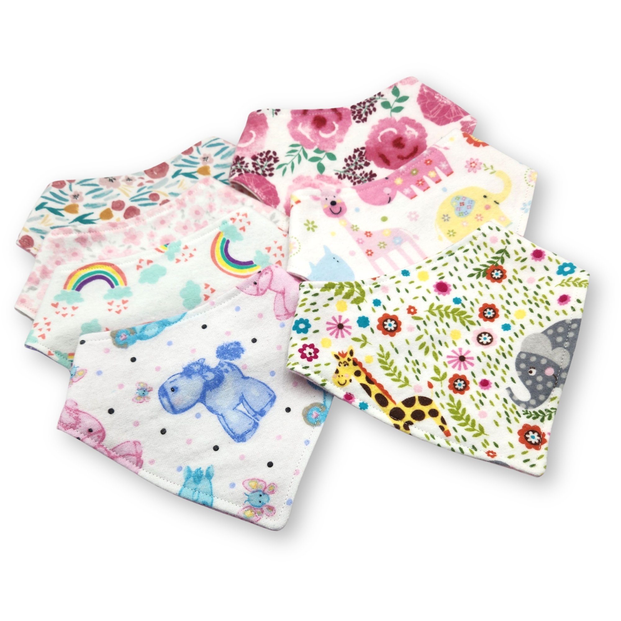 Girls' Cotton Flannel Infant Bandana Snap Closure Drool Bibs Double Sided