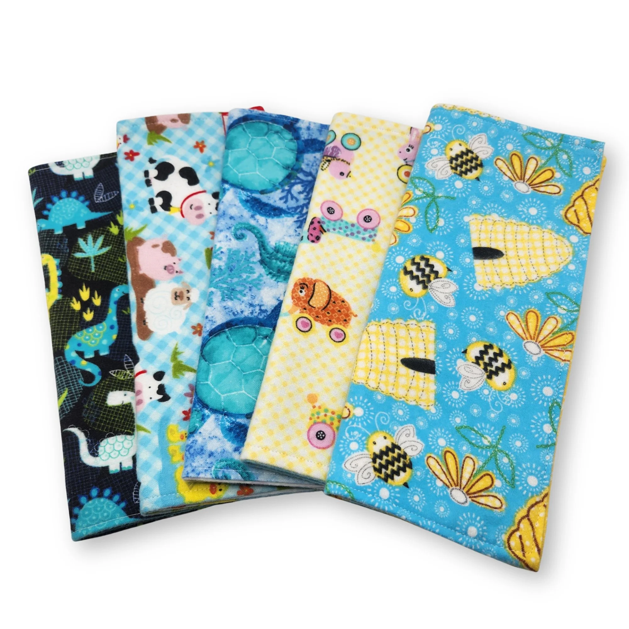 Newborn Boy Flannel Burp Cloths Set of 5, Baby Shower Gift