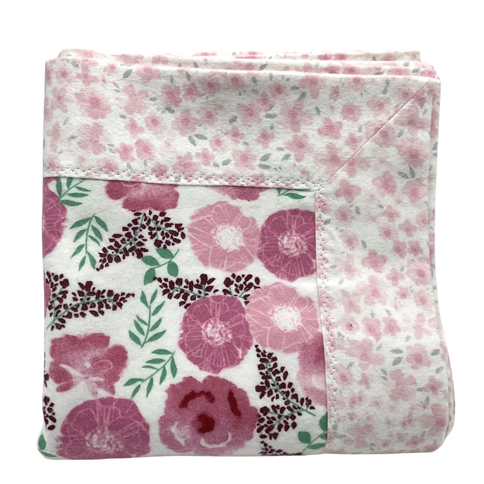 Cozy Flannel Baby Girl Blanket, Double-Sided Pink Floral, Cottagecore Nursery Decor, Baby Shower Gift for Girls