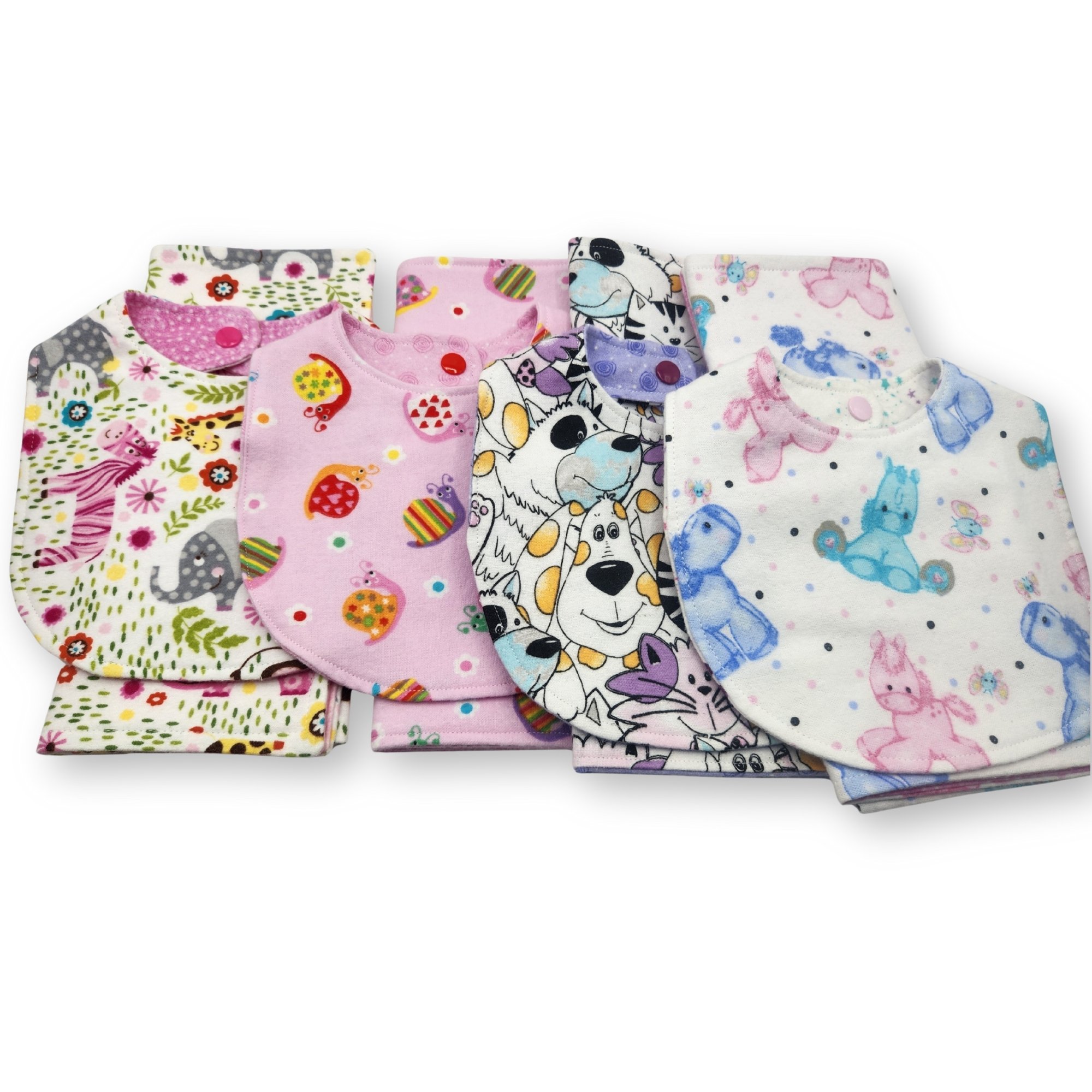 Baby Bib and Burp Cloth Sets, Flannel Handmade Double-Sided Infant Girl Nursery Prints