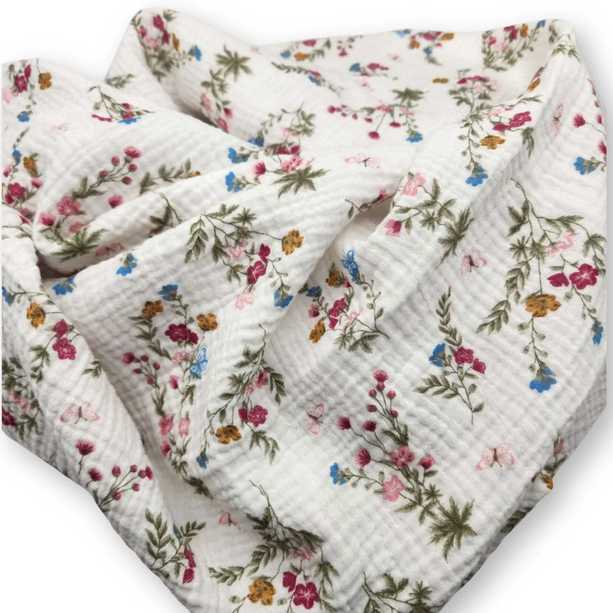 Cotton Gauze Muslin Swaddle Baby Girl Blanket: Floral Bouquet Nursery Print