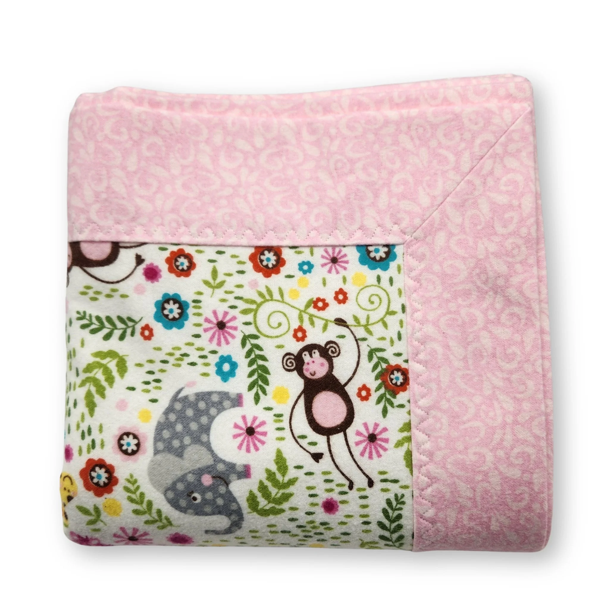 Flannel Baby Girl Pink Safari Blanket: Baby Shower Gift