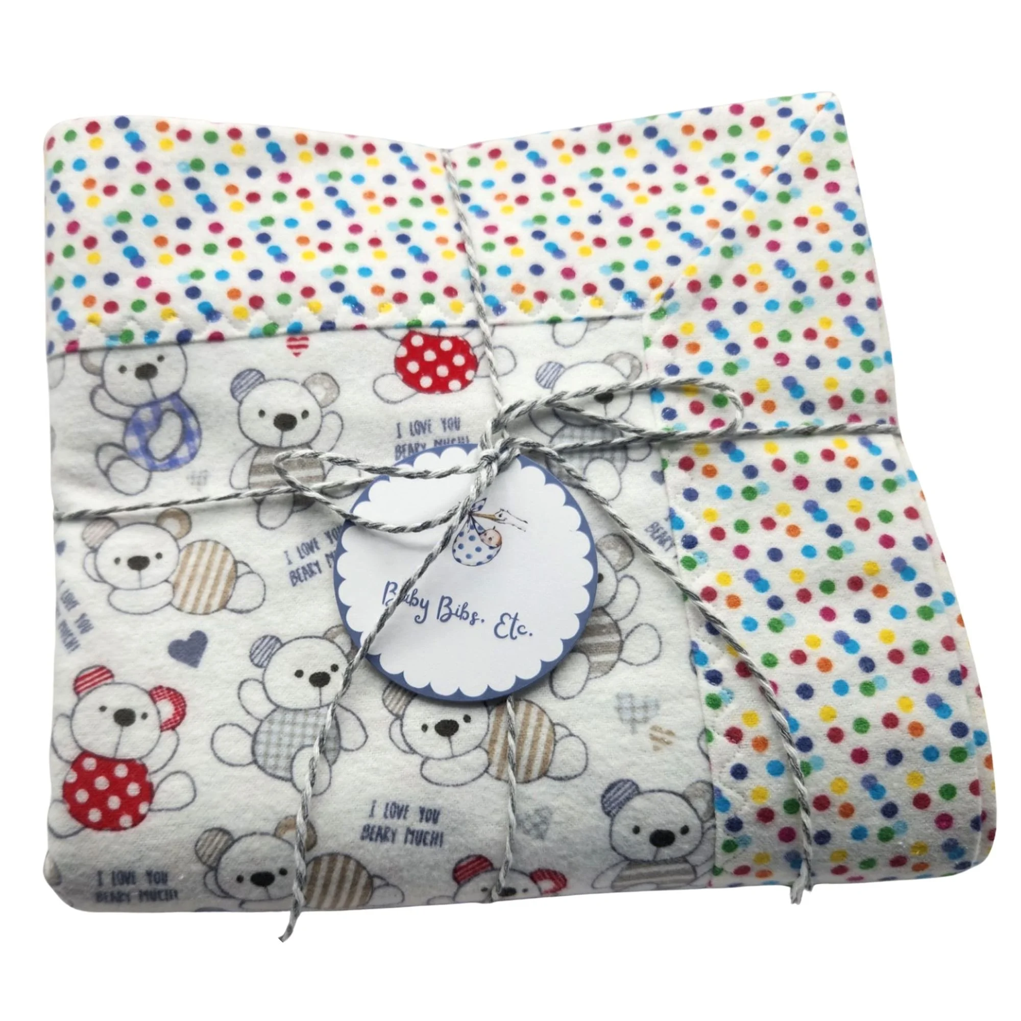 Handcrafted Gender Neutral Double Sided Flannel Baby Blanket-I Love You Beary Much! Nursery Print