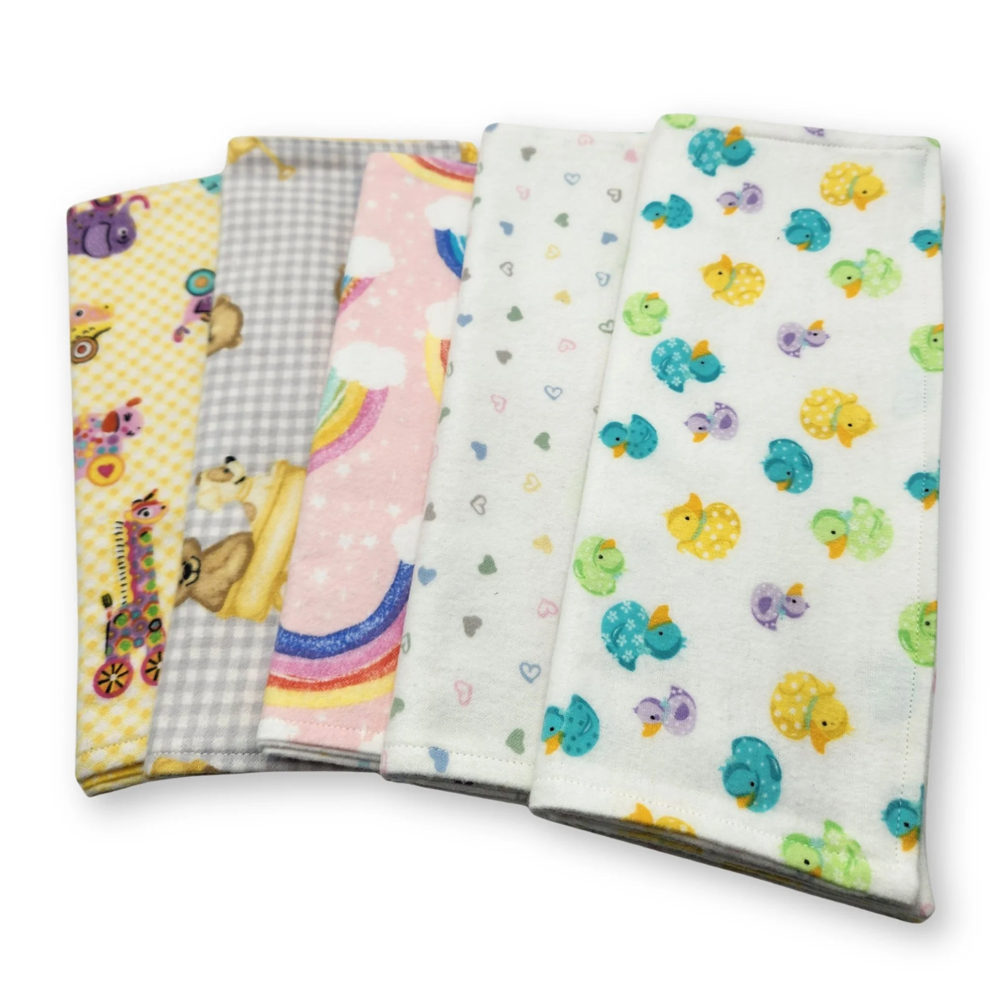 Infant Girl Flannel Burp Cloths Set of 5, Newborn Baby Shower Gift